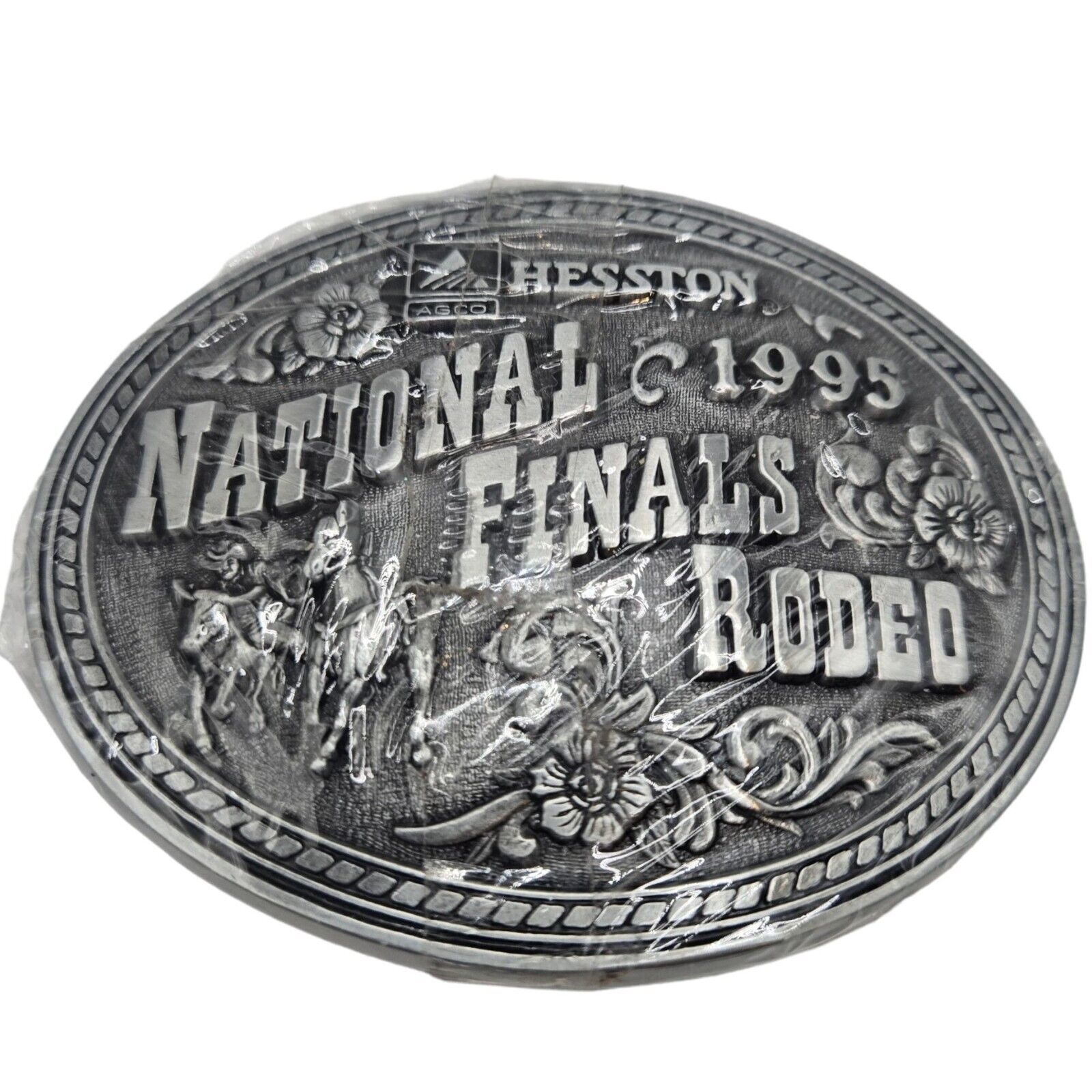 1995 NFR Rodeo Belt Buckle Steer Wrestling National Finals NOS Cowboy Vintage