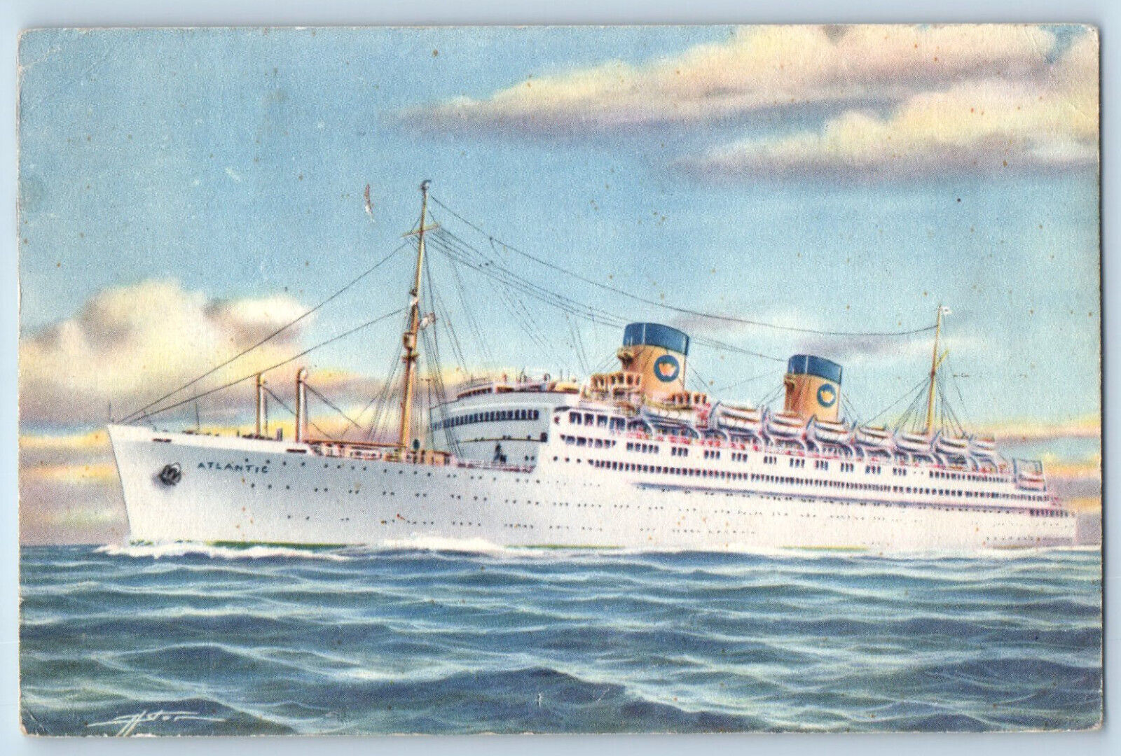 Postcard S/S Atlantic Transatlantic Passenger Service c1950's Posted