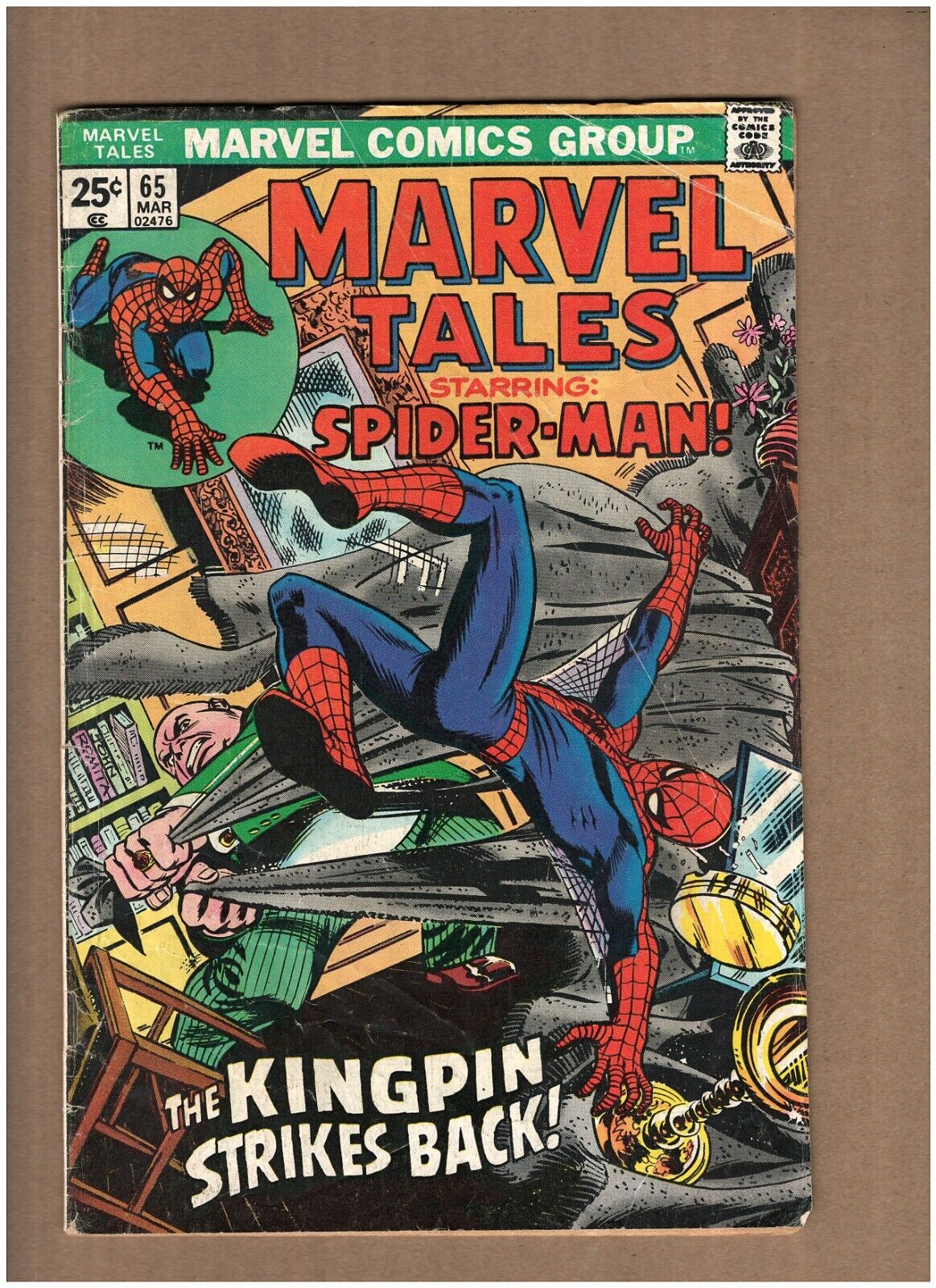 Marvel Tales #65 Spider-man 1976 Stan Lee John Romita Kingpin VG- 3.5