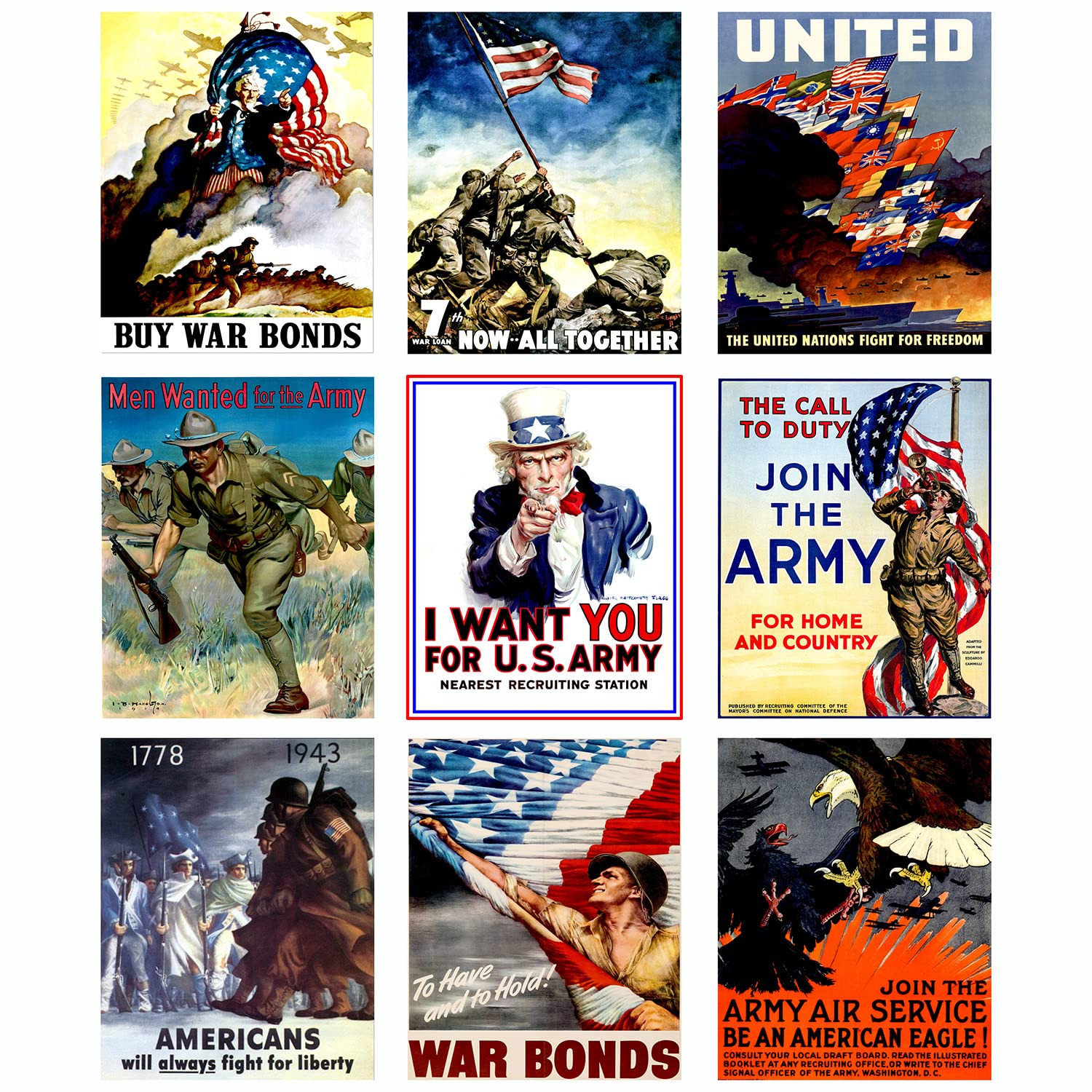 WW2 Propaganda Memorabilia Poster World War 2 Military Army Vintage American