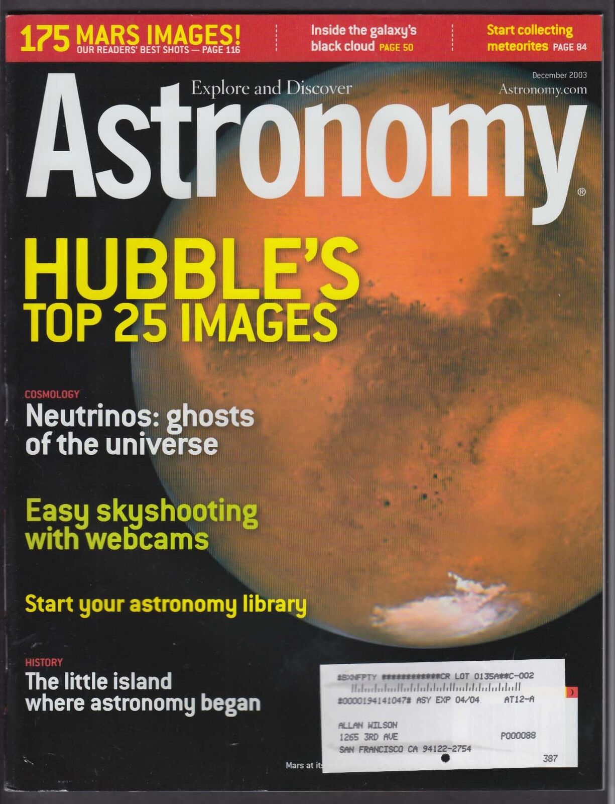 ASTRONOMY Hubble Neutrino David Morrison Tycho Brahe 12 2003