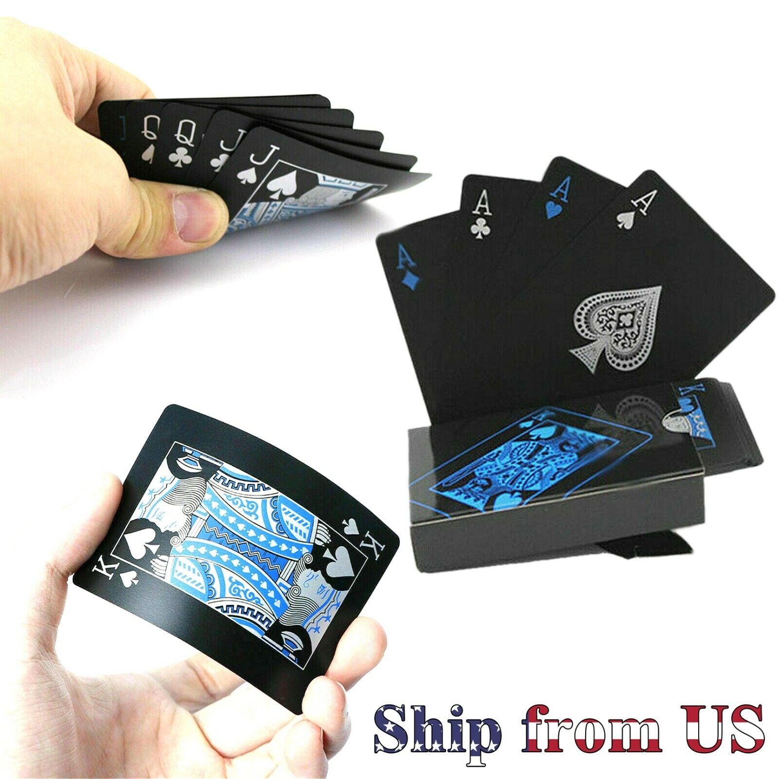 Waterproof Durable PVC Plastic Poker Playing Card Black Table Game Magic Props
