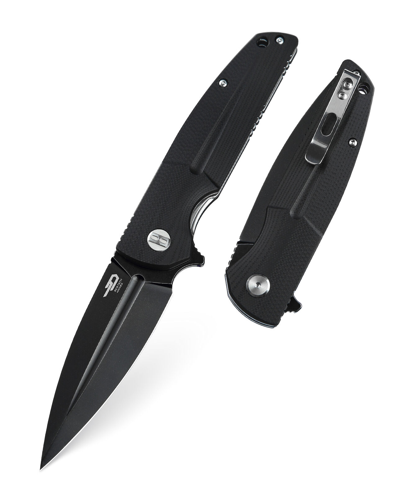 Bestech Fin Folding Knife Black G10 Handle 14C28N Plain Edge Black BG34A-3