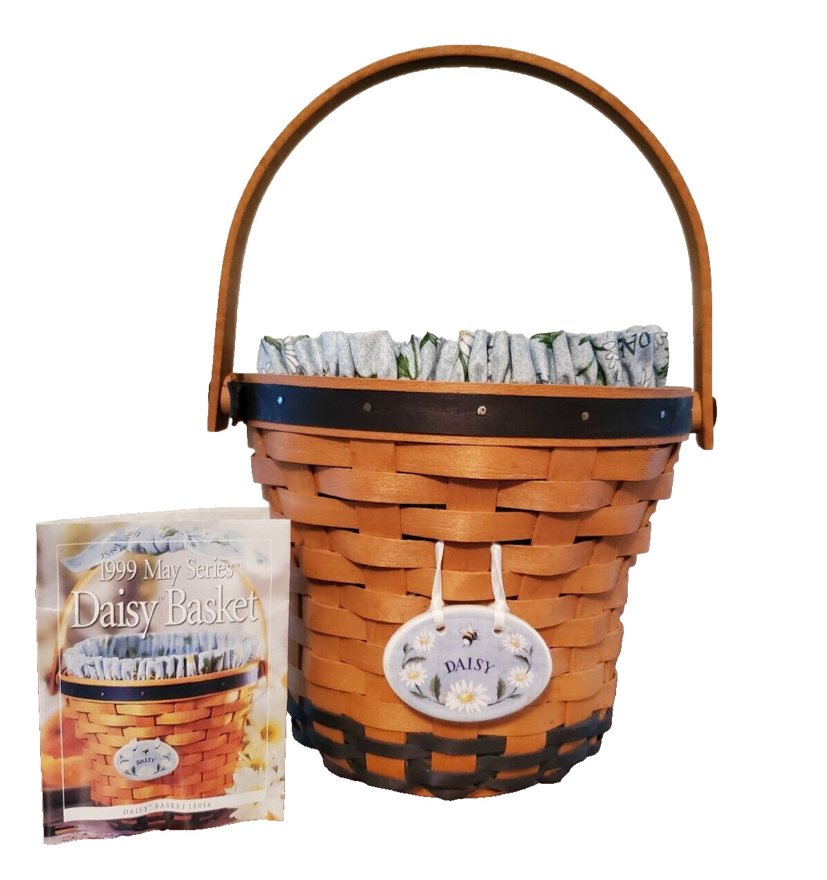 1999 Longaberger  May Series DAISY BASKET w/ Protector, Liner, Card and Tie-On