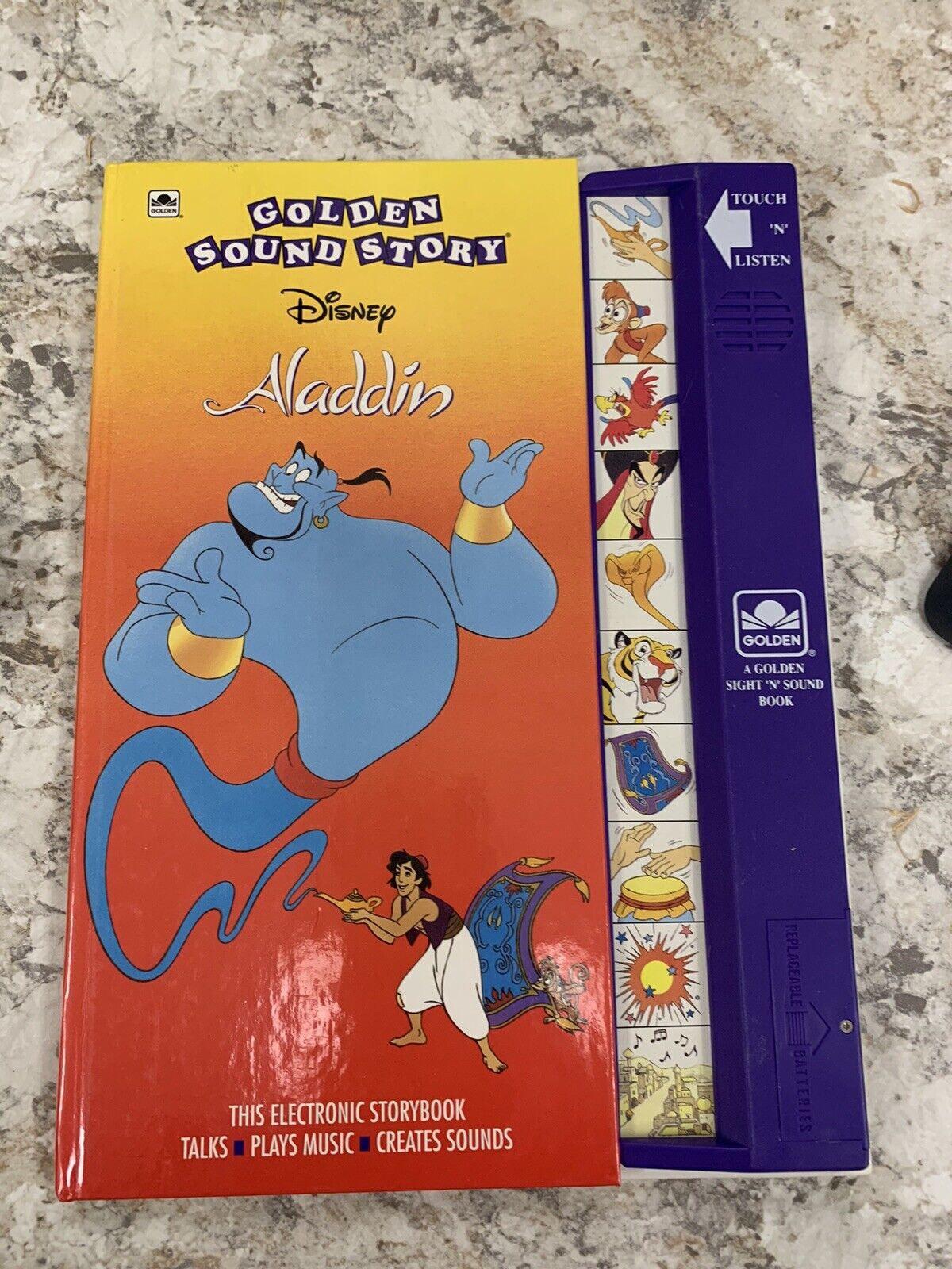 Vintage 1992 Golden Sound Story Disney Aladdin Electronic Story Book