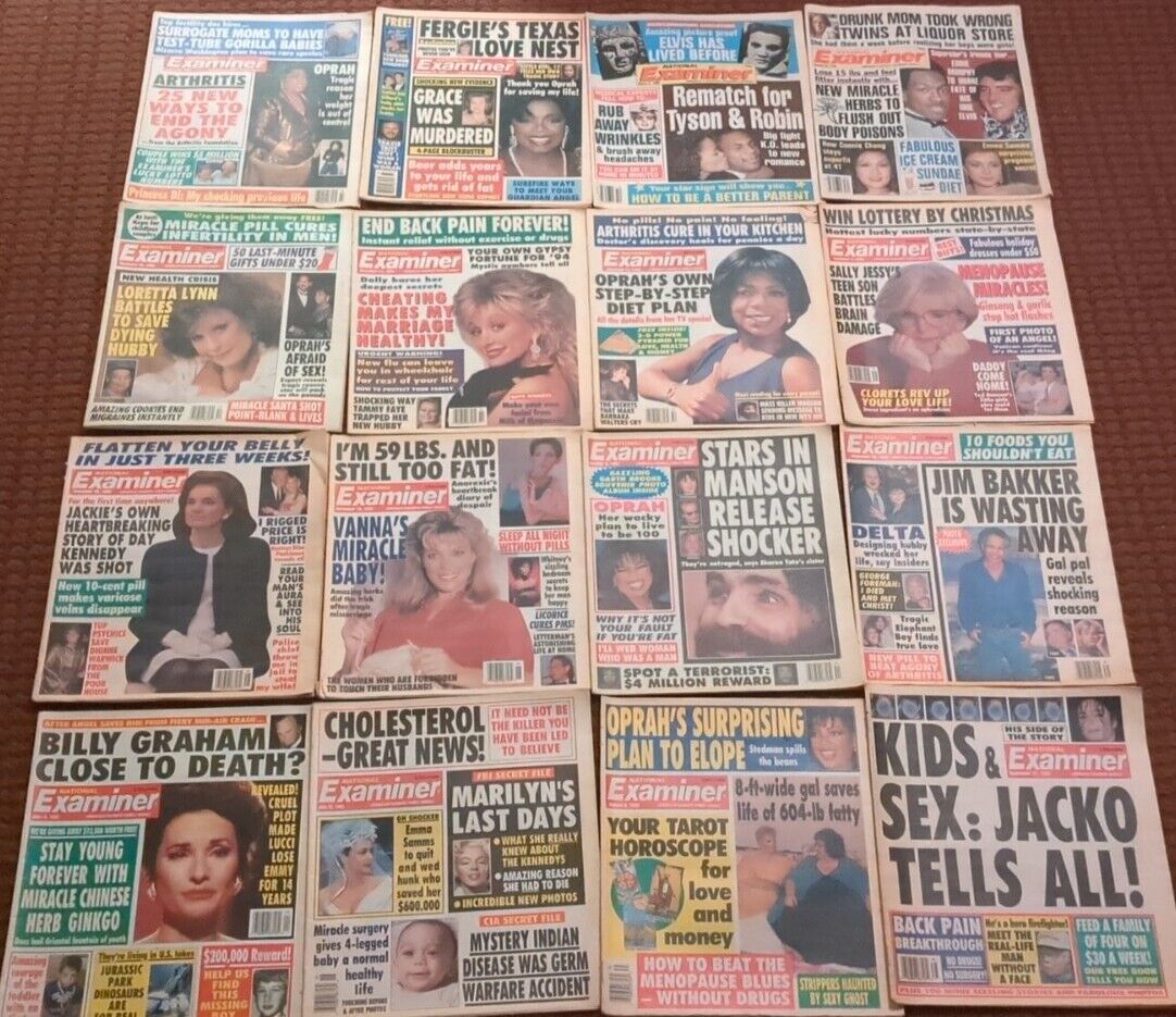 Lot Of 16 National Examiner 1988 (1) To 1993  (15) Roseanne, Tyson, Oprah, Dolly