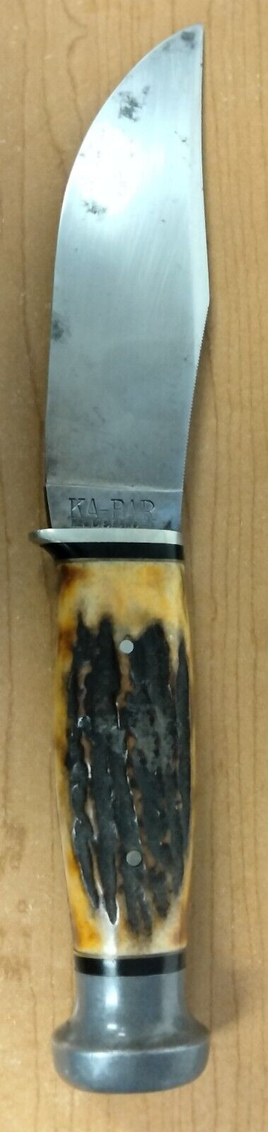 KA-BAR, Union Cutlery Co. Olean NY. Fixed Blade Hunting Knife, Genuine Stag