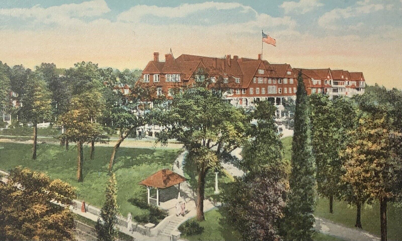Postcard Augusta Georgia Hotel Bon Air Exterior Aerial View 1915