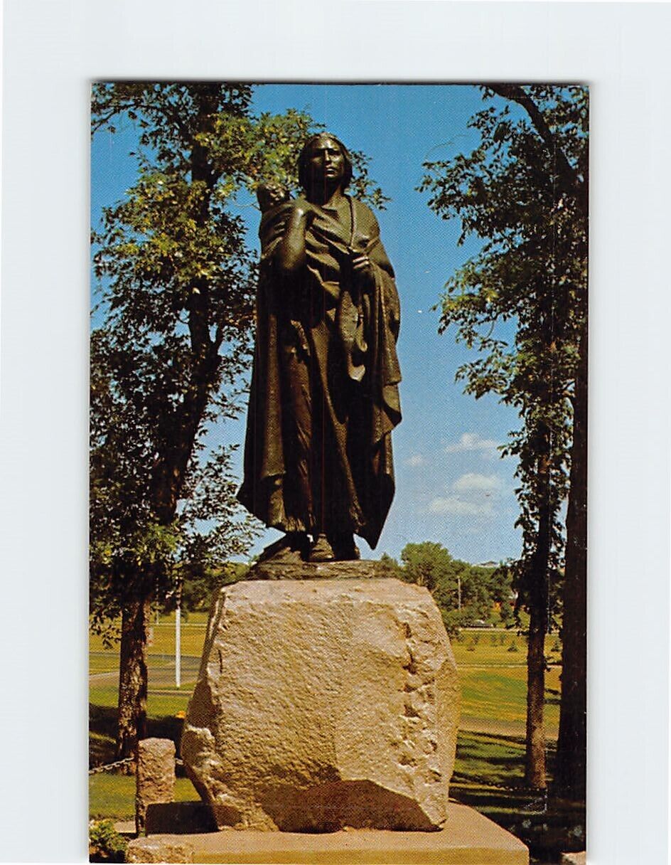 Postcard Bird Woman Shoshone Native American Statue Bismarck North Dakota USA