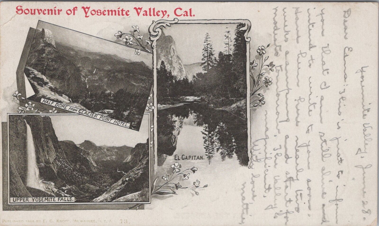 Souvenir of Yosemite Valley California Multiview c1900s Yosemite PM Postcard