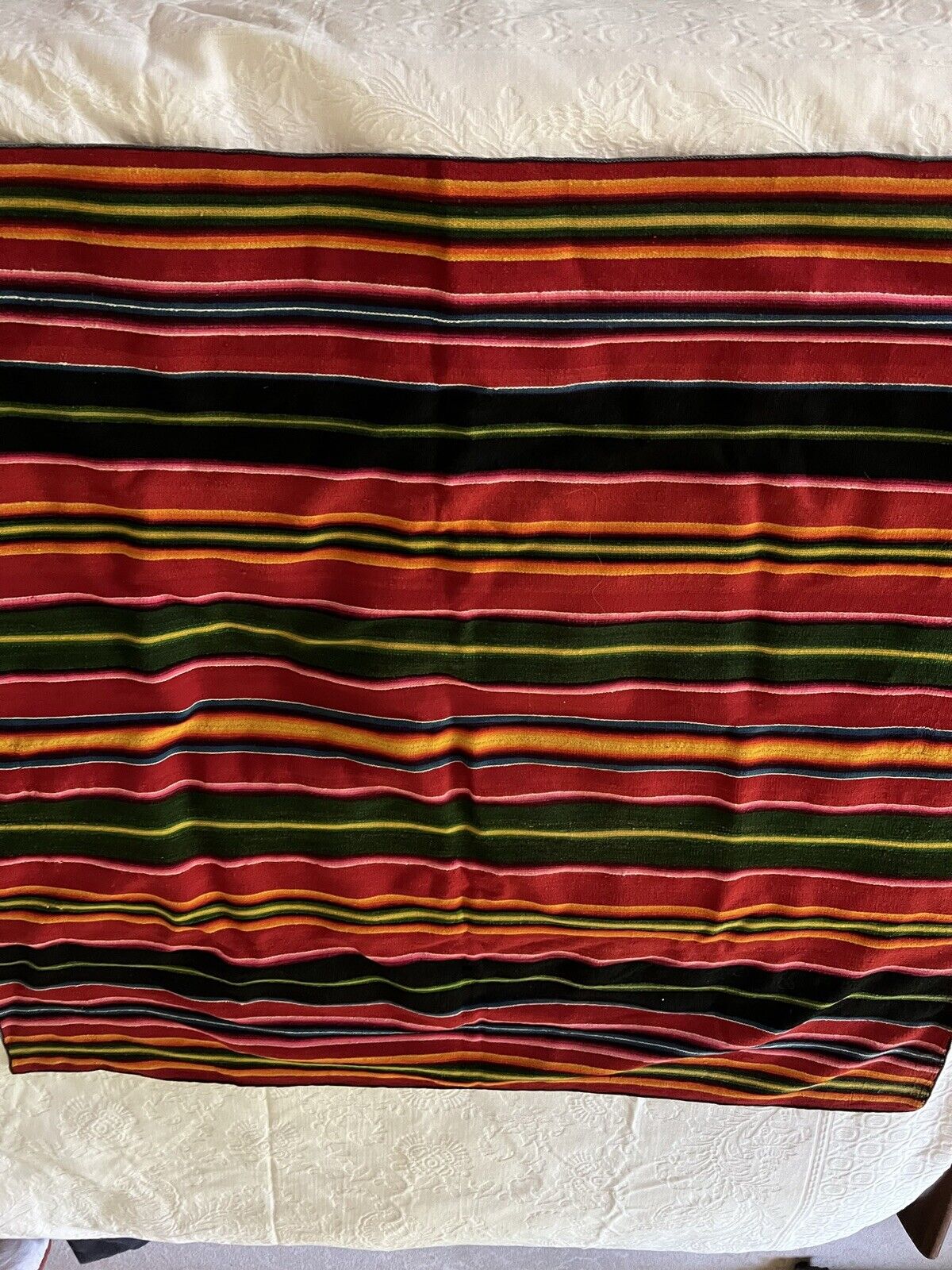 Vintage Western Horse Blanket Striped Hand Woven Saddle Camp Throw 46” X 41”