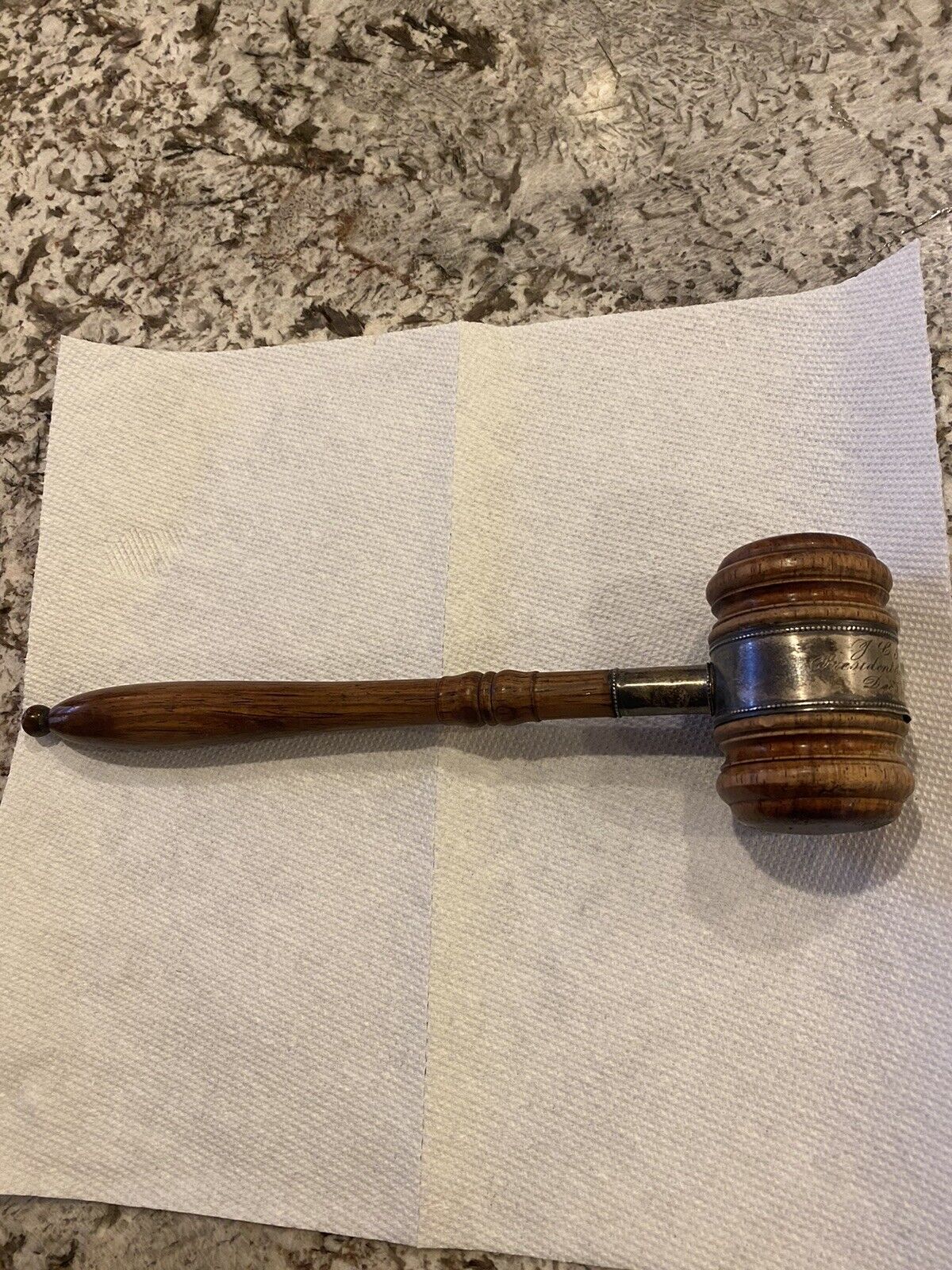 Antique 1898 Sterling Wood Gavel President Of Cook County Illinois Commissioners