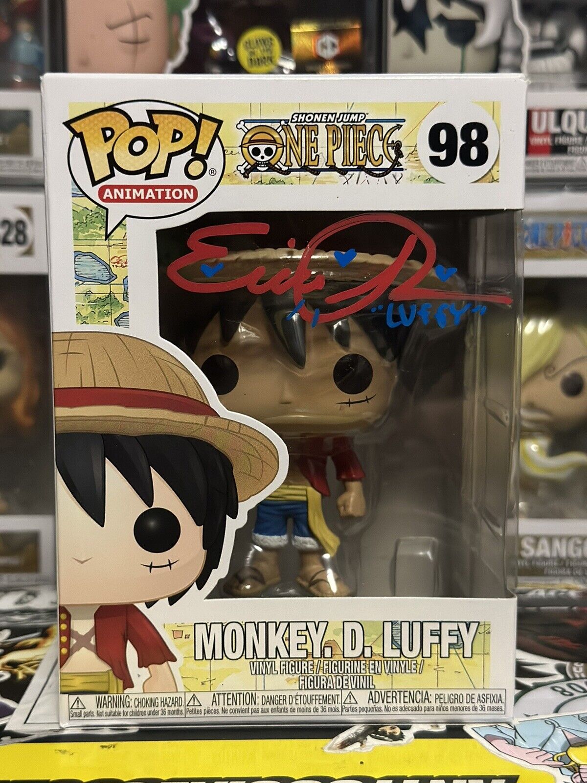Funko Pop One Piece #98 Monkey. D. Luffy Signed Erica Schroeder PSA Certified