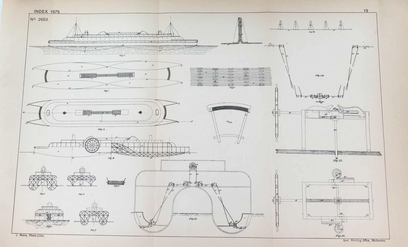 RARE 1879 Australian Steam Ship Patent #2653 “Improvements in Steam Vessels\