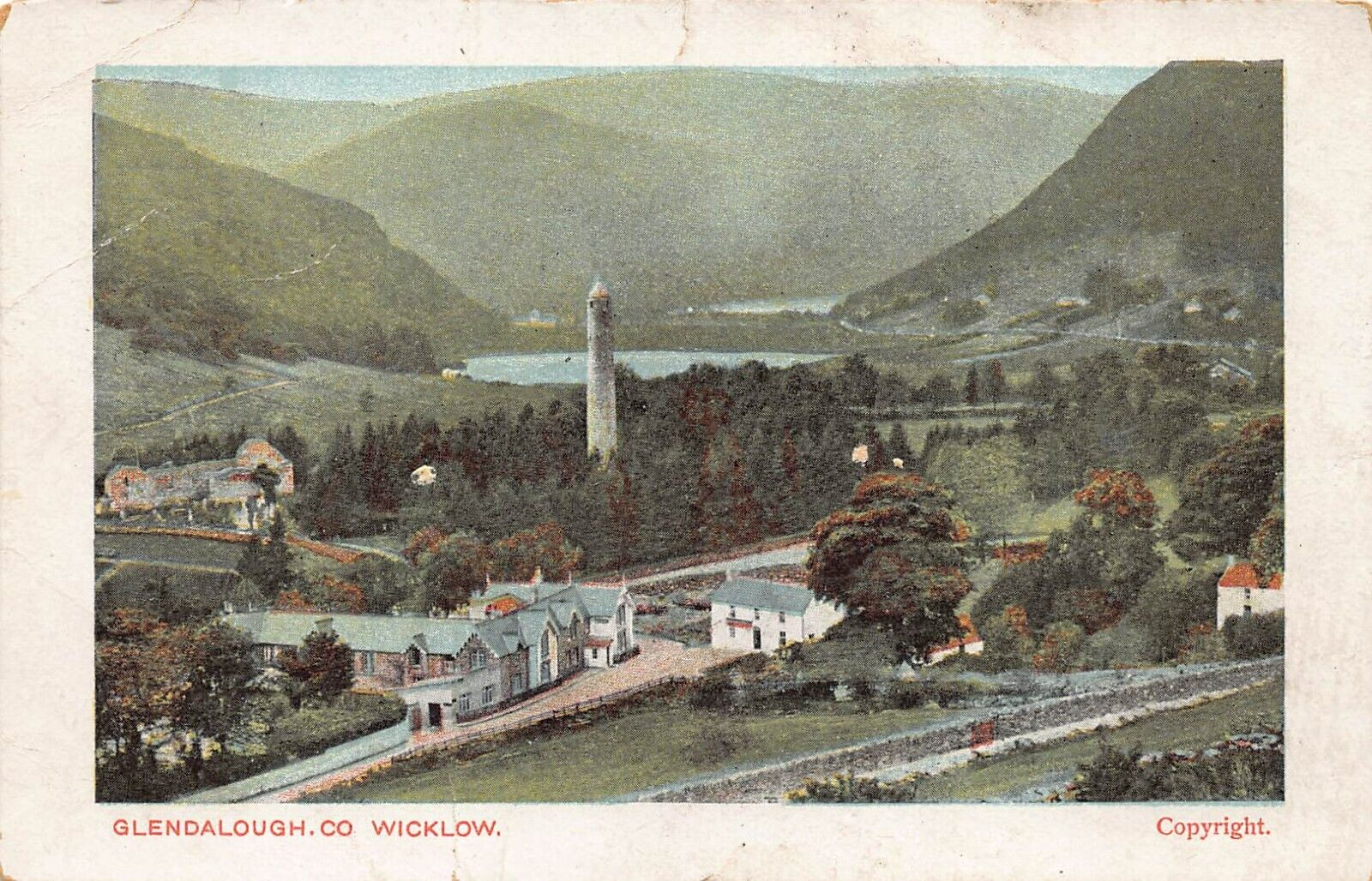 Ireland Glendalough Co Early Aerial View Postcard