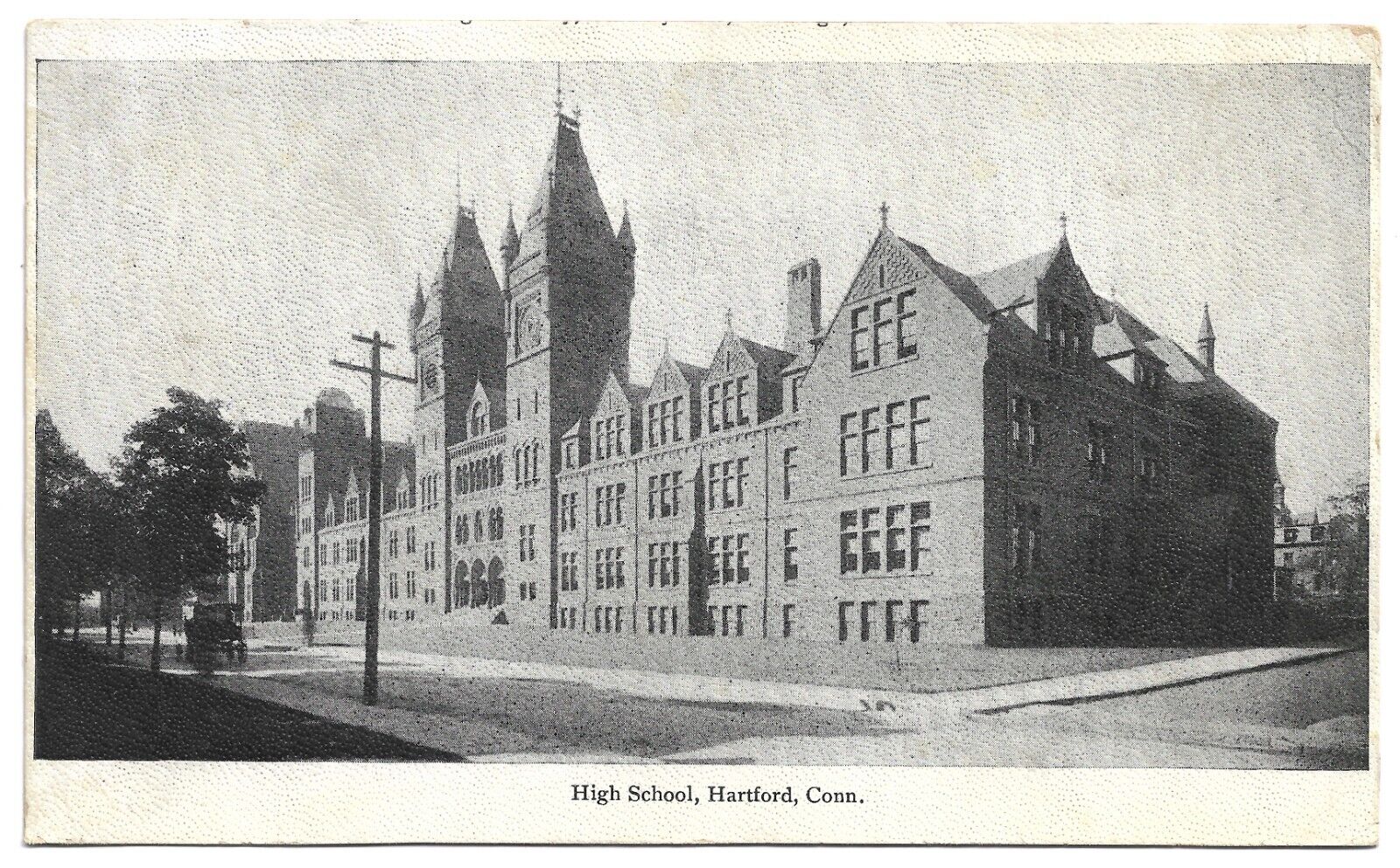 Hartford Connecticut CT High School Carriage 1900s UDB Vintage Postcard