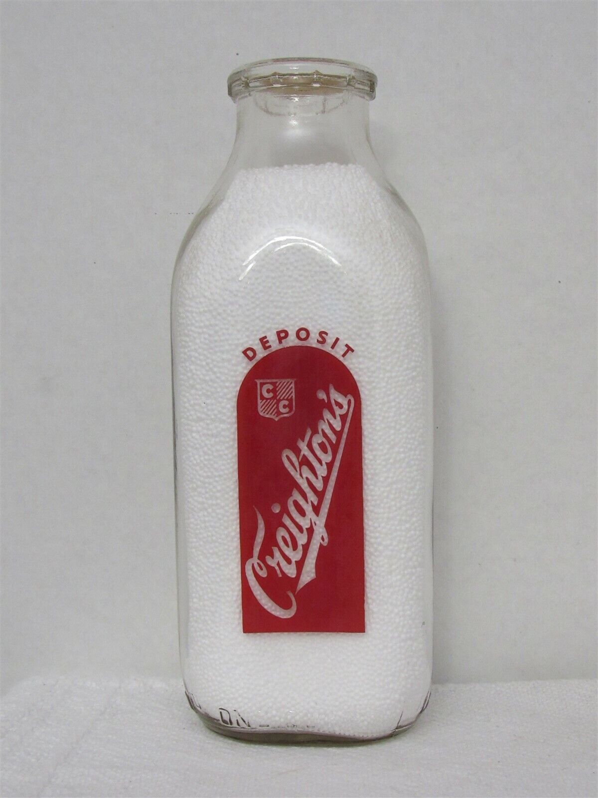 SSPQ Milk Bottle Creighton Creighton\'s Creamery Dairy Elmira NY 1962 CHEMUNG CO