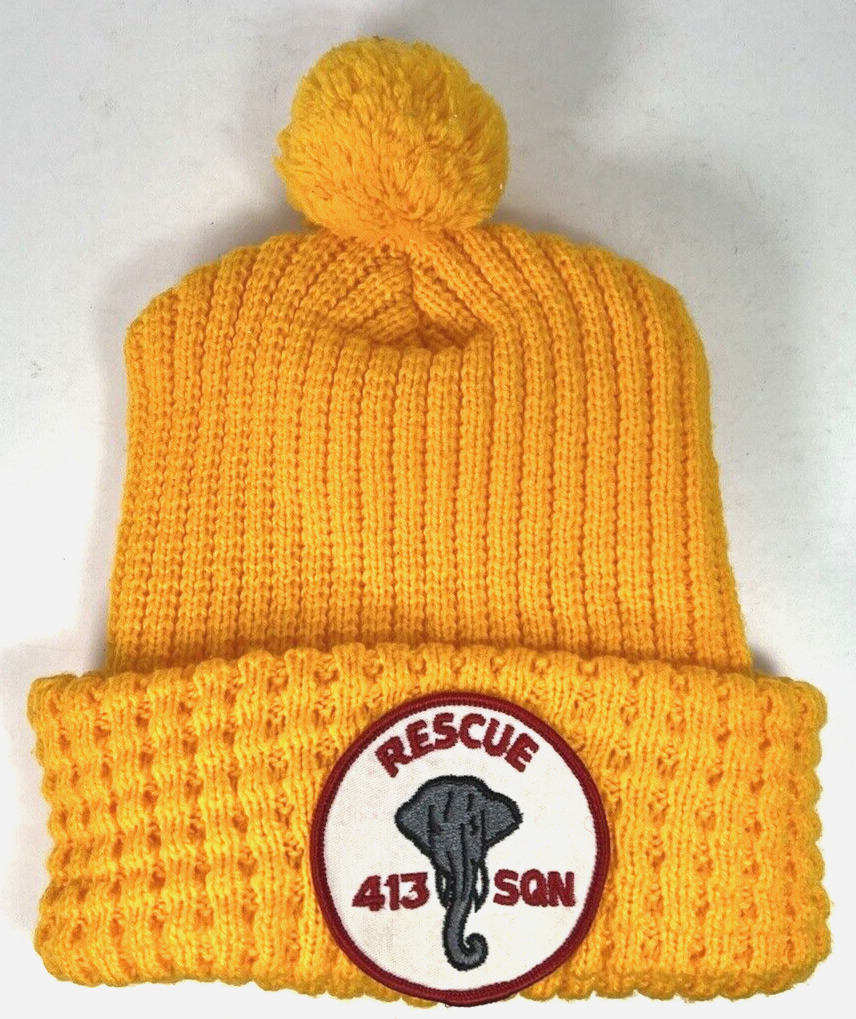 Vtg K-BRAND Rescue 413 Squadron Patch on Yellow Toque Made in Canada CLEAN