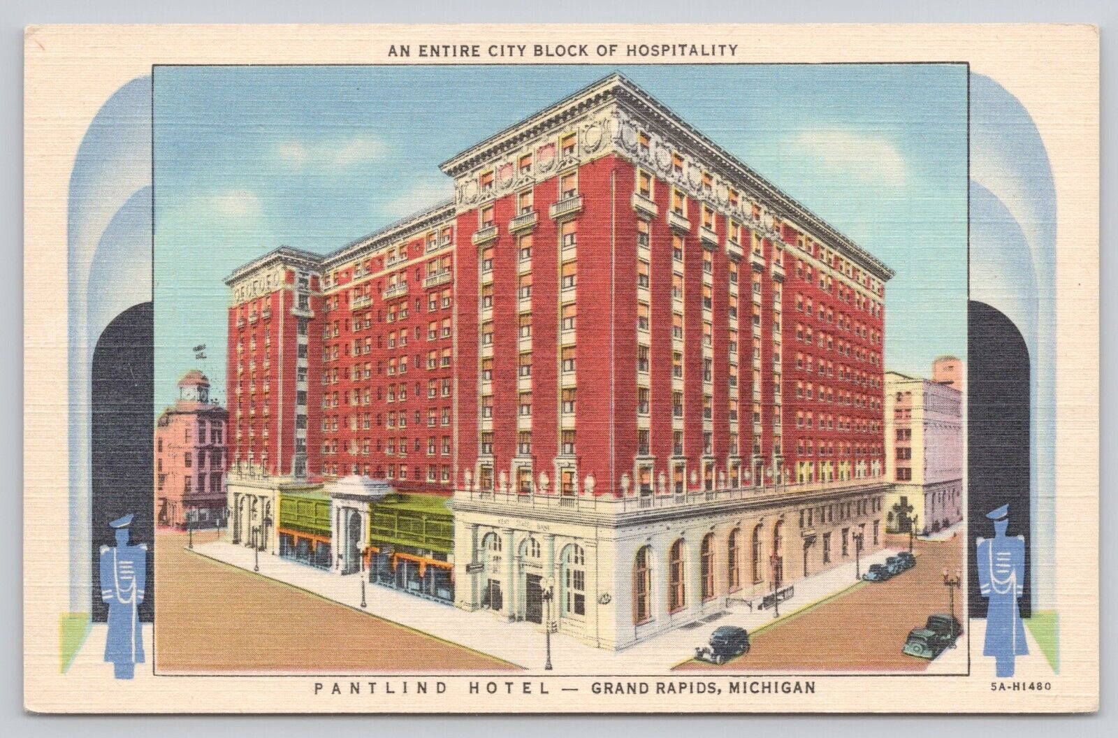 Grand Rapids Michigan MI Pantlind Hotel Vintage 1935 Linen Postcard