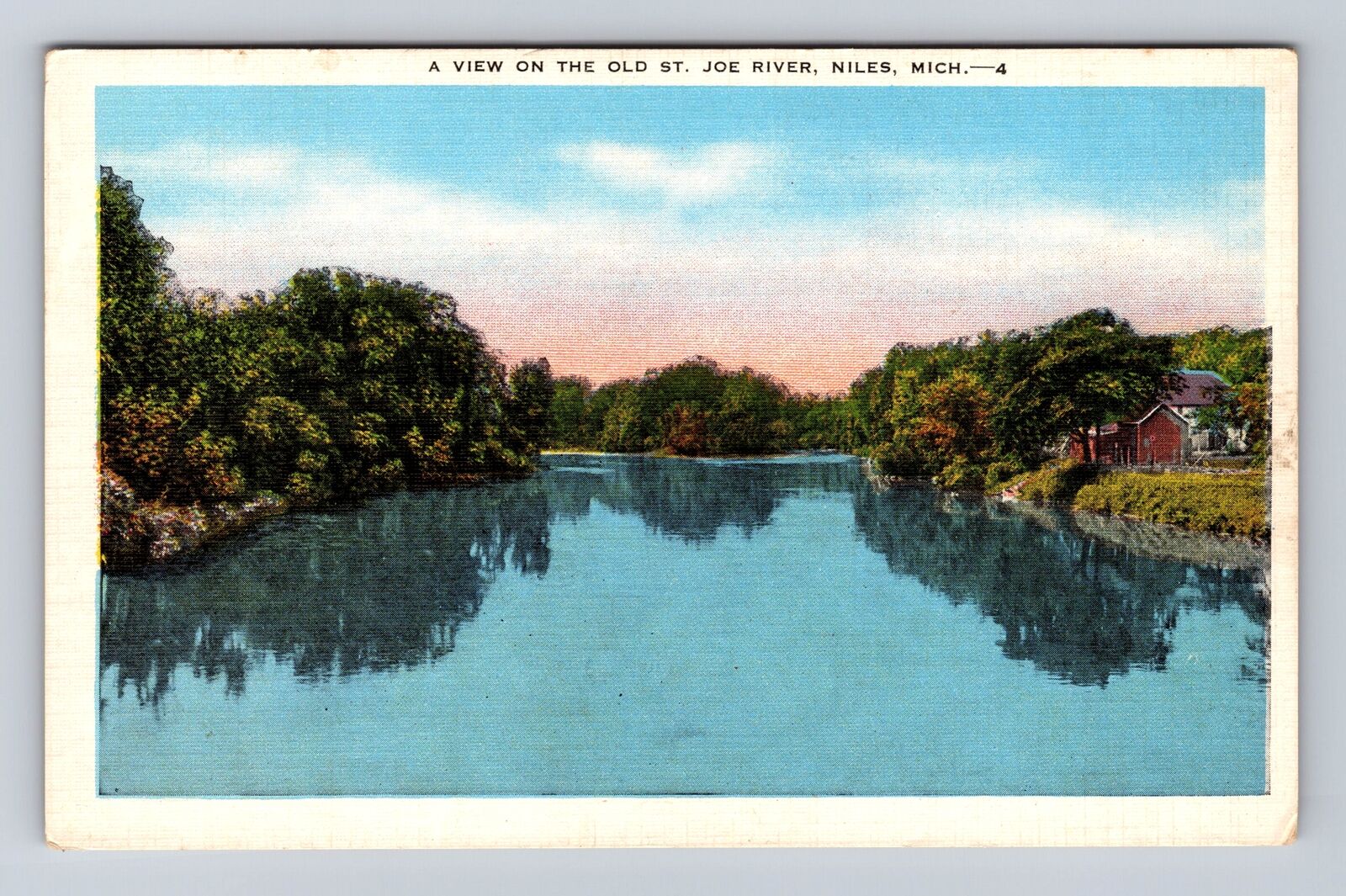 Niles MI- Michigan, Old St Joe River, Antique, Vintage Souvenir Postcard