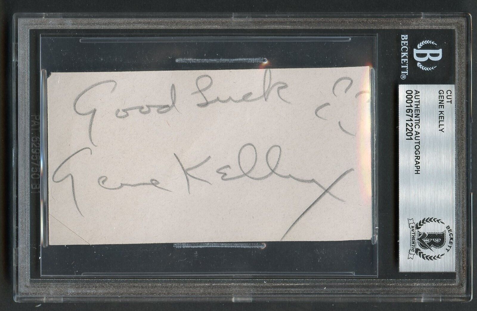 Gene Kelly signed autograph auto 2x3.5 cut Actor Singin' in the Rain BAS Slabbed