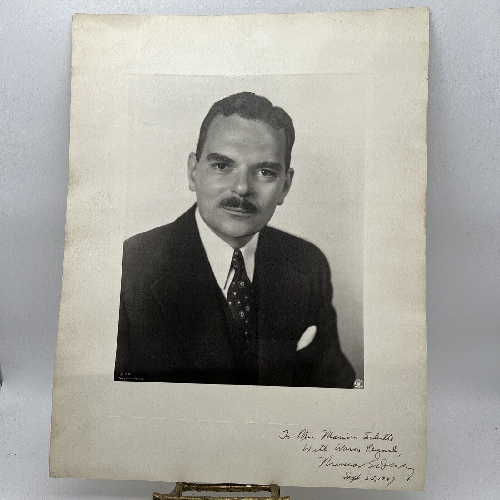 Thomas E. Dewey Signed Photograph Inscribed to Mrs. Marion Shulte 1947