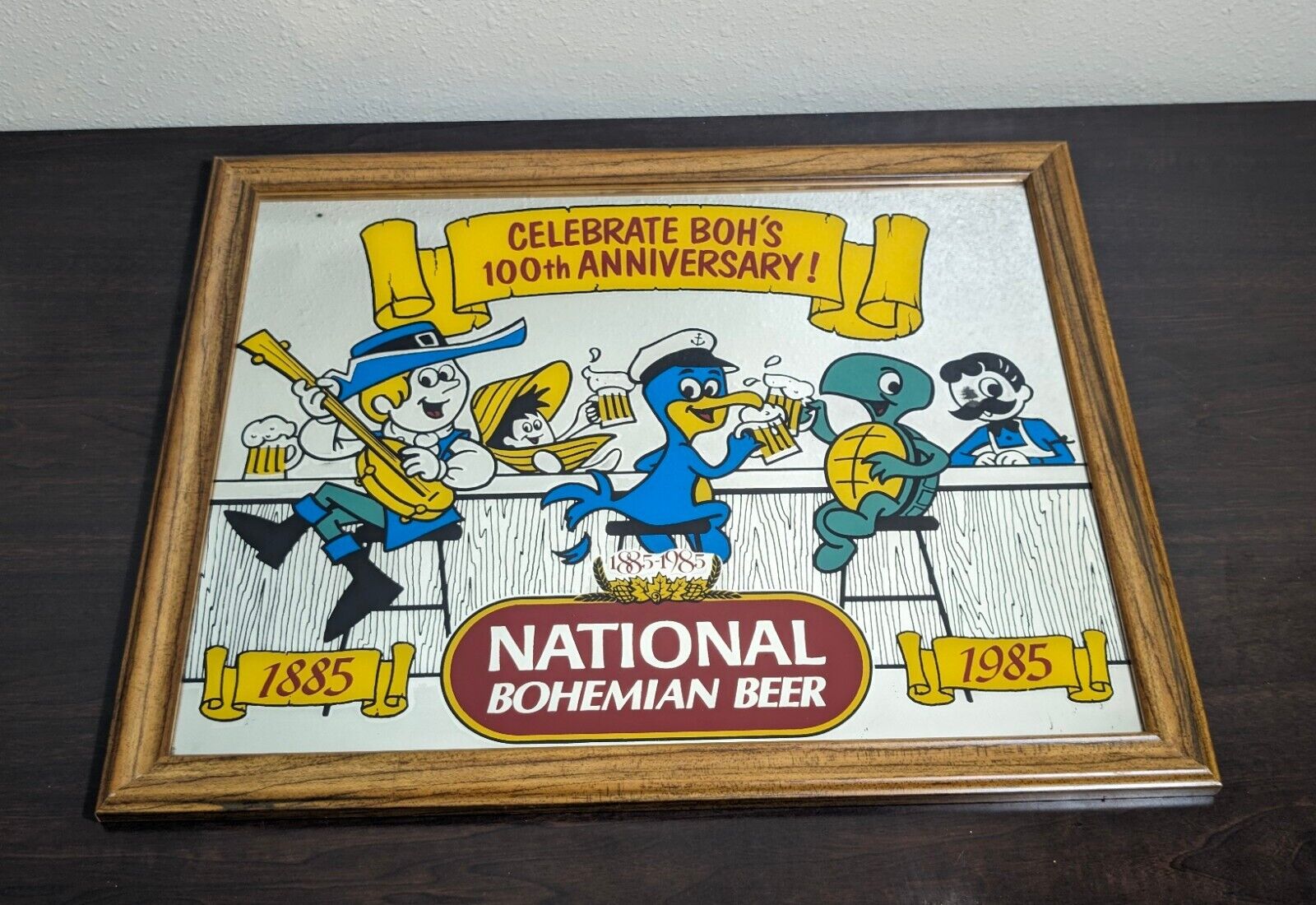 Vintage National Bohemian Beer SIGN Mirror- 100th Anniversary 1985 Baltimore, MD