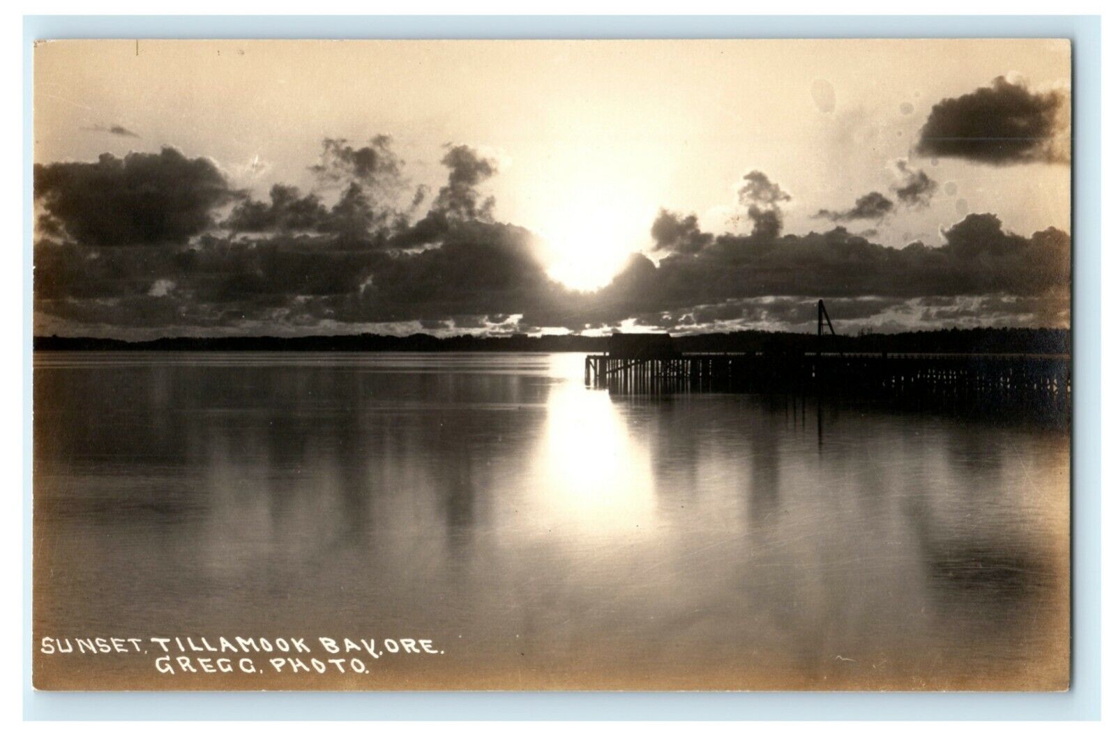 c1910 Sunset Tillamook Bay Oregon OR Gregg Antique RPPC Photo Postcard