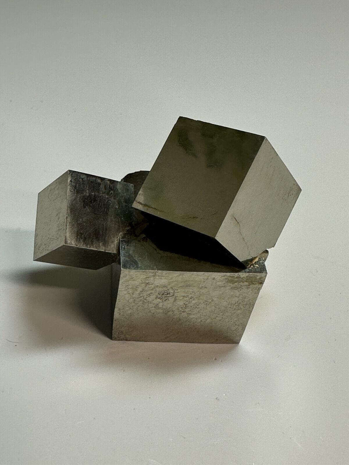 3 cubes__LARGE Lusterous Entwined Interlocking Pyrite Cube Cluster_Spain
