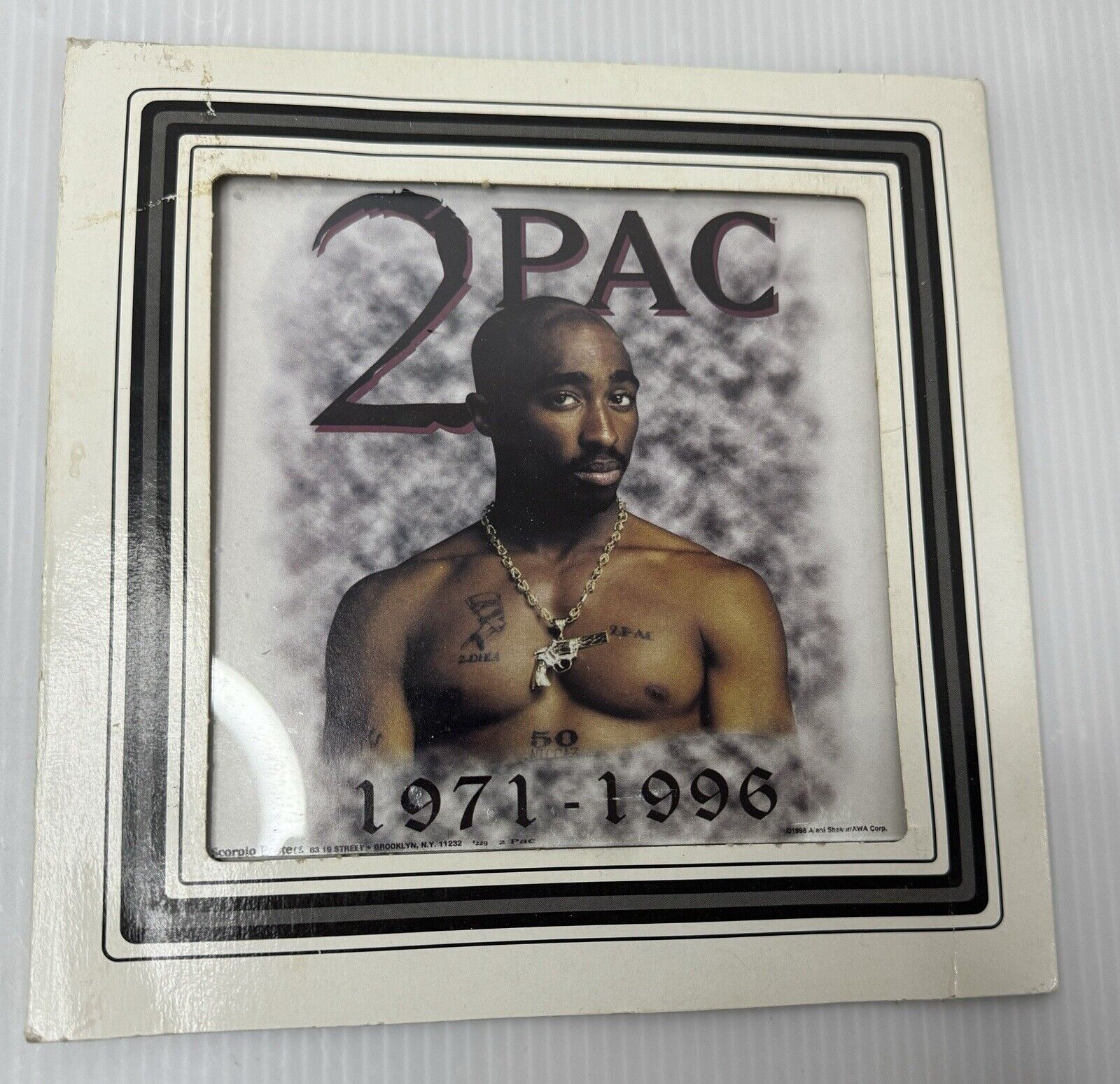 2Pac 2 Pac Carnival Fair Prize Cardboard / Glass 1996 VINTAGE RARE Rap Picture