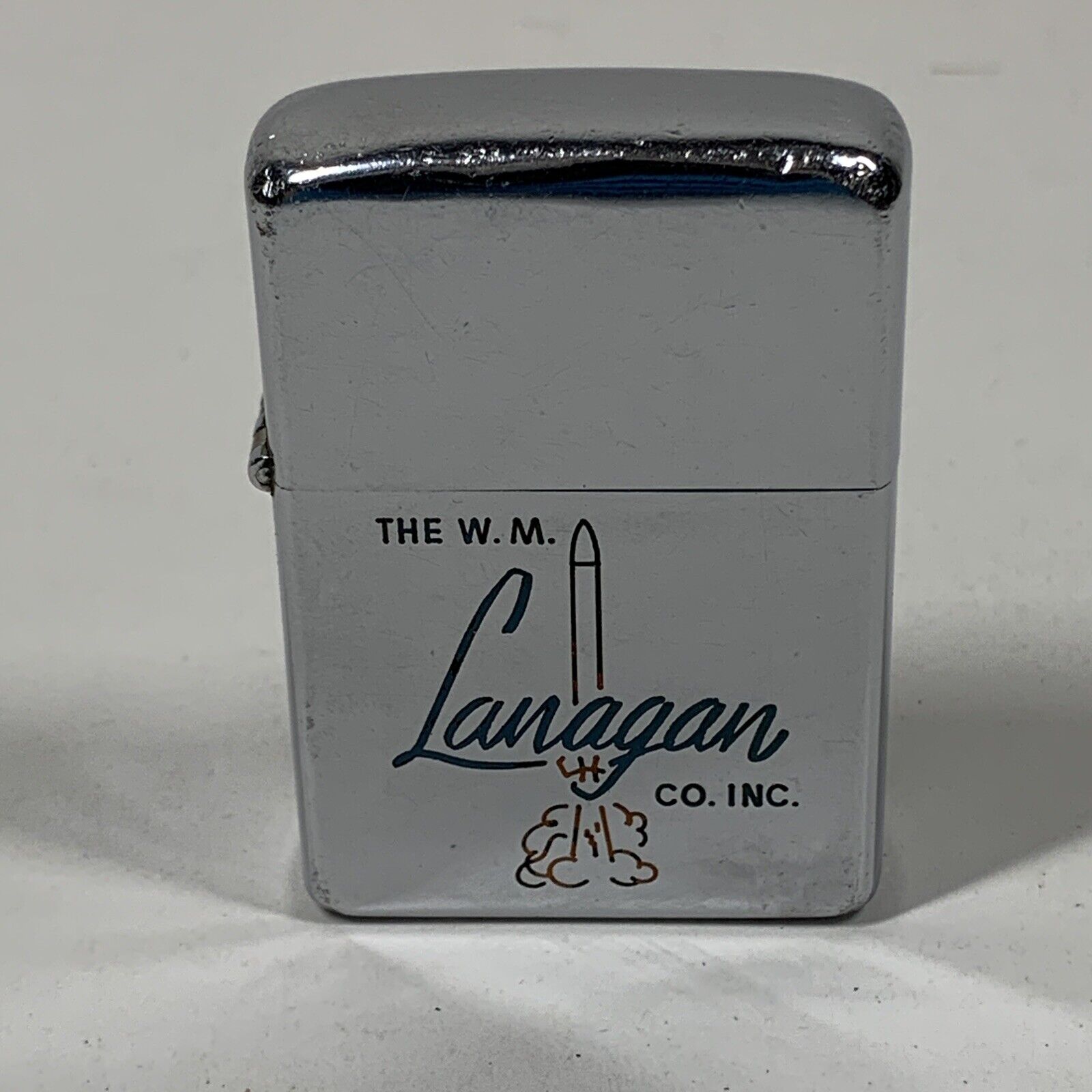 Vintage 50s 1959 Chrome Zippo Lighter W.M. Lanagan Co. Branding MCM