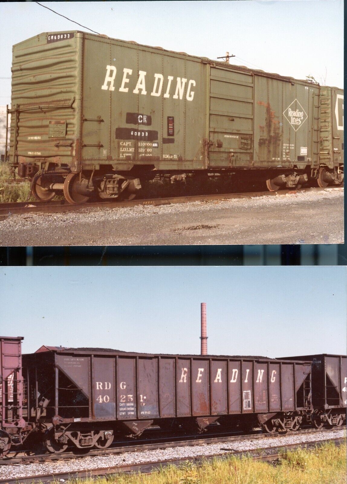 RDG reading railroad box and hopper car original photos