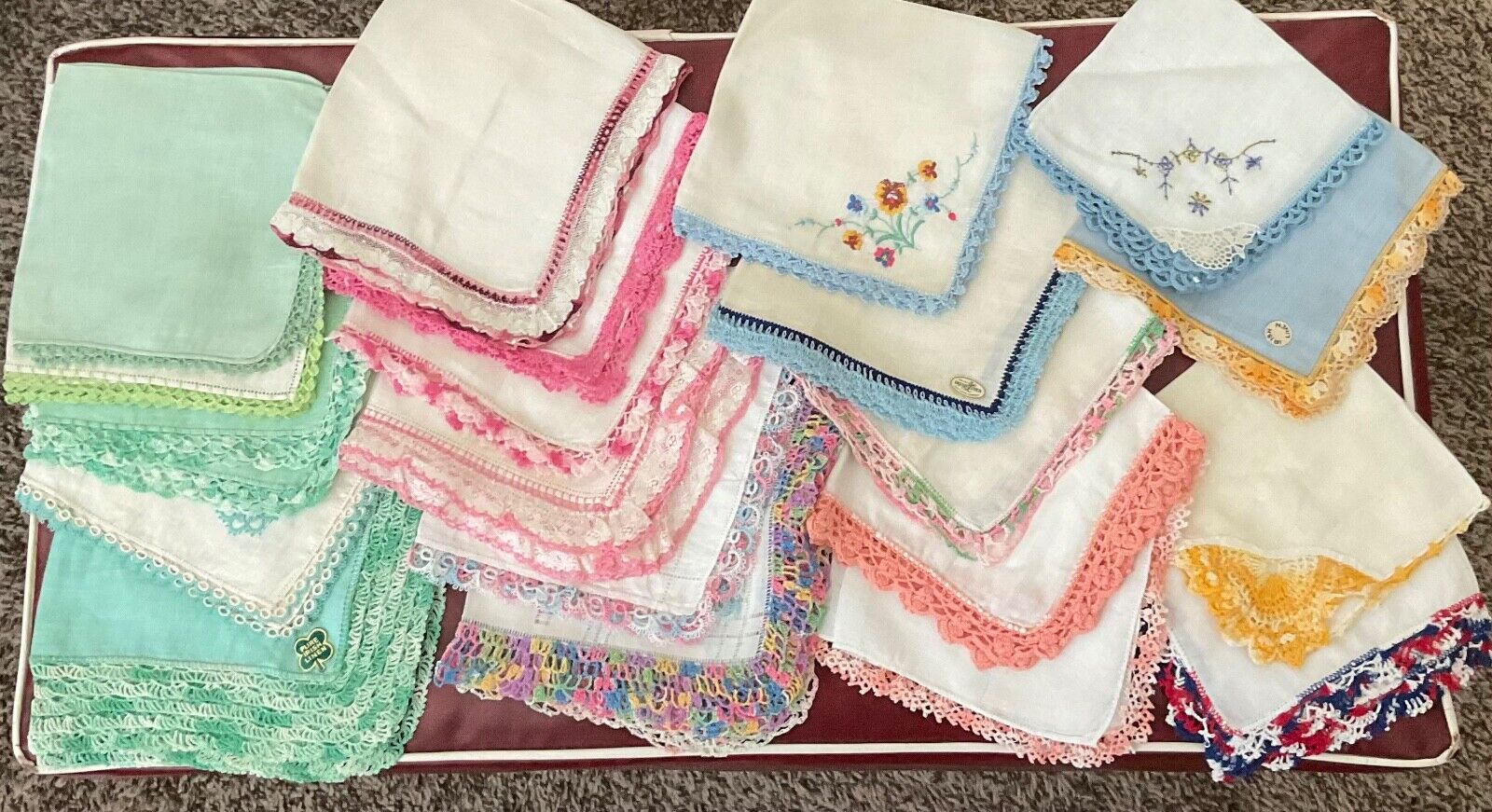 VTG Lot of 21  Crochet * Embroidered * Tatted *Lace  Borders *Handkerchief's