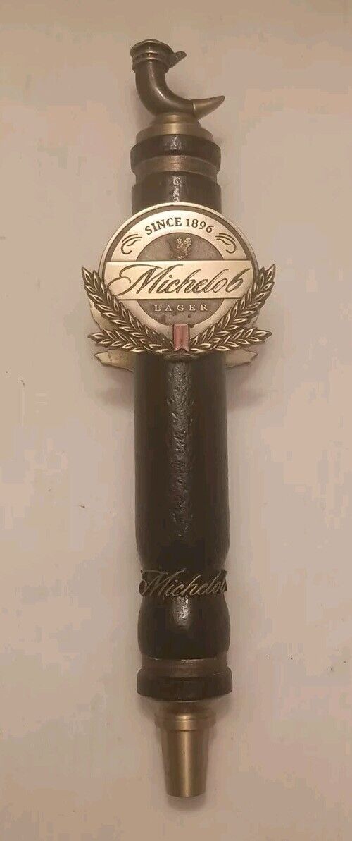Michelob Lager Brass Black Beer Tap Handle Horn 12\