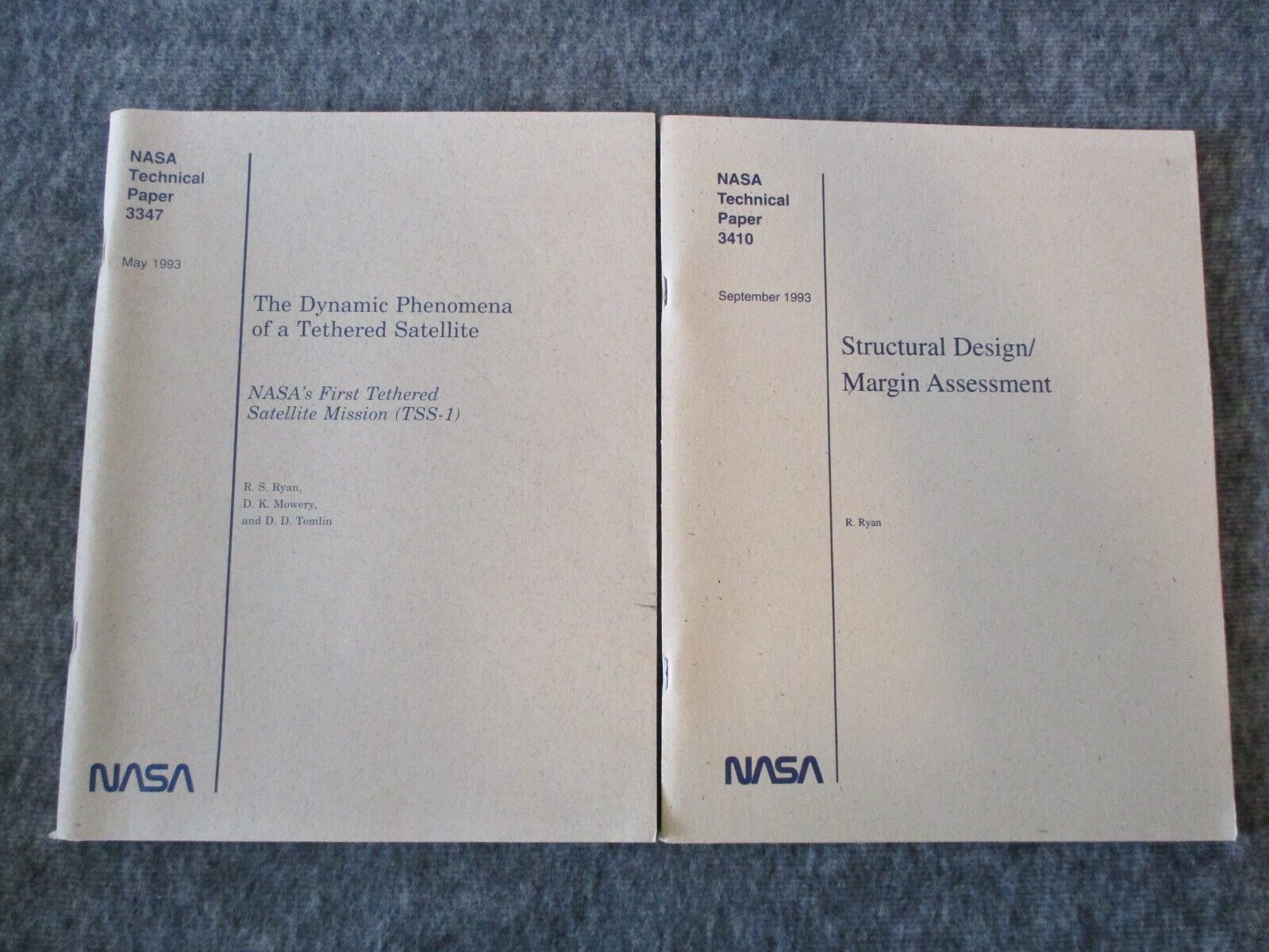 1993 NASA SHUTTLE AEROJET TECHNICAL PAPERS(2) TETHERED SATELLITE(TSS-1) & DESIGN