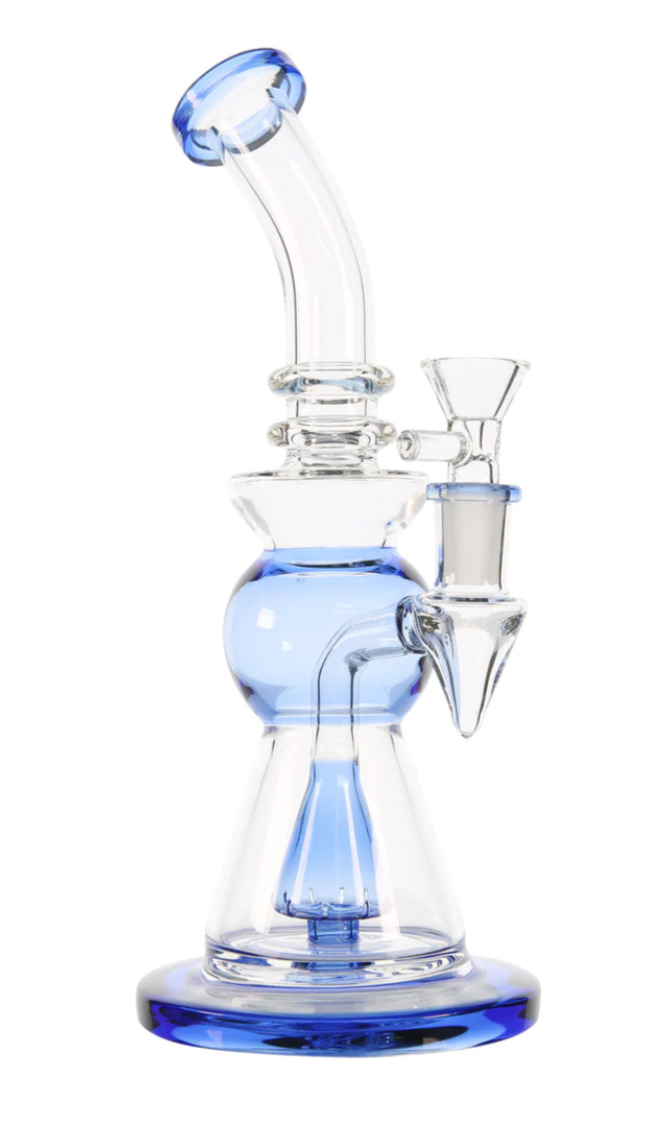 9 Inch Blue Hookah Glass Water Pipe Bong Bubbler W/ Percolator 14mm