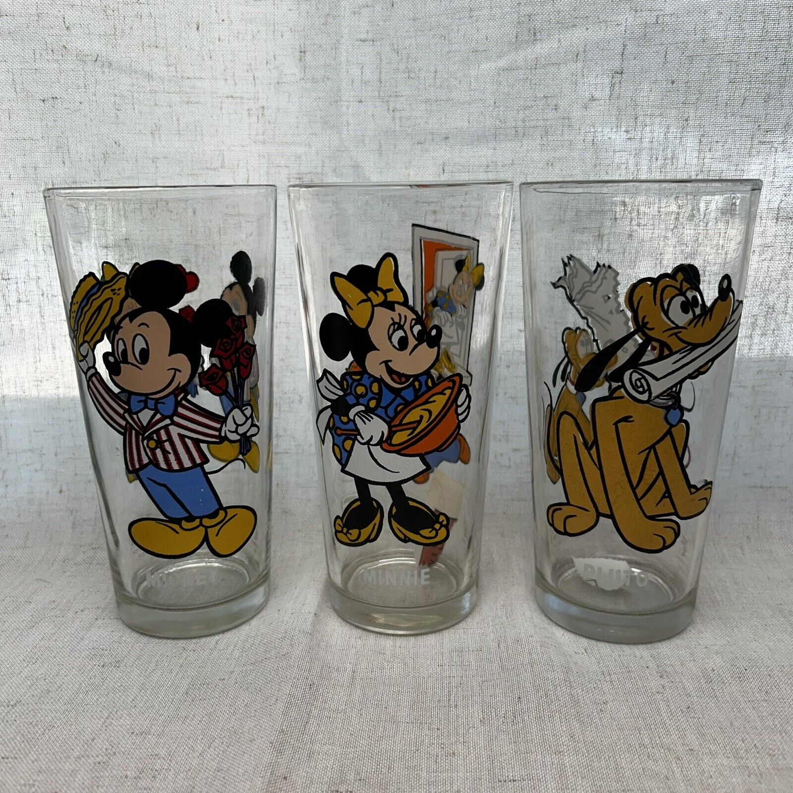 Vintage Pepsi Collector Series Glasses Walt Disney Mickey Minnie Pluto