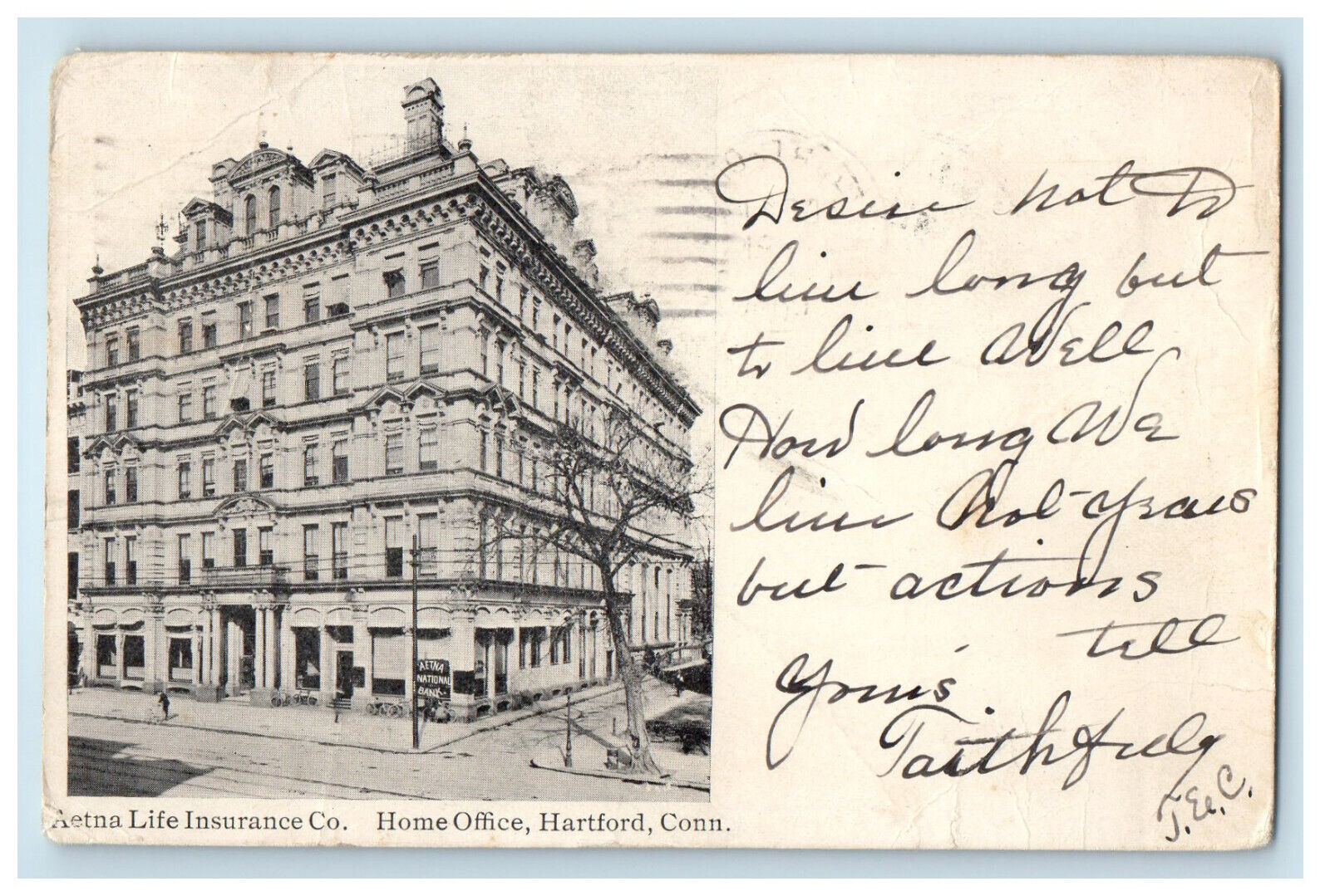1905 Aetna Life Insurance Co. Home Office Hartford CT Danielson CT Postcard