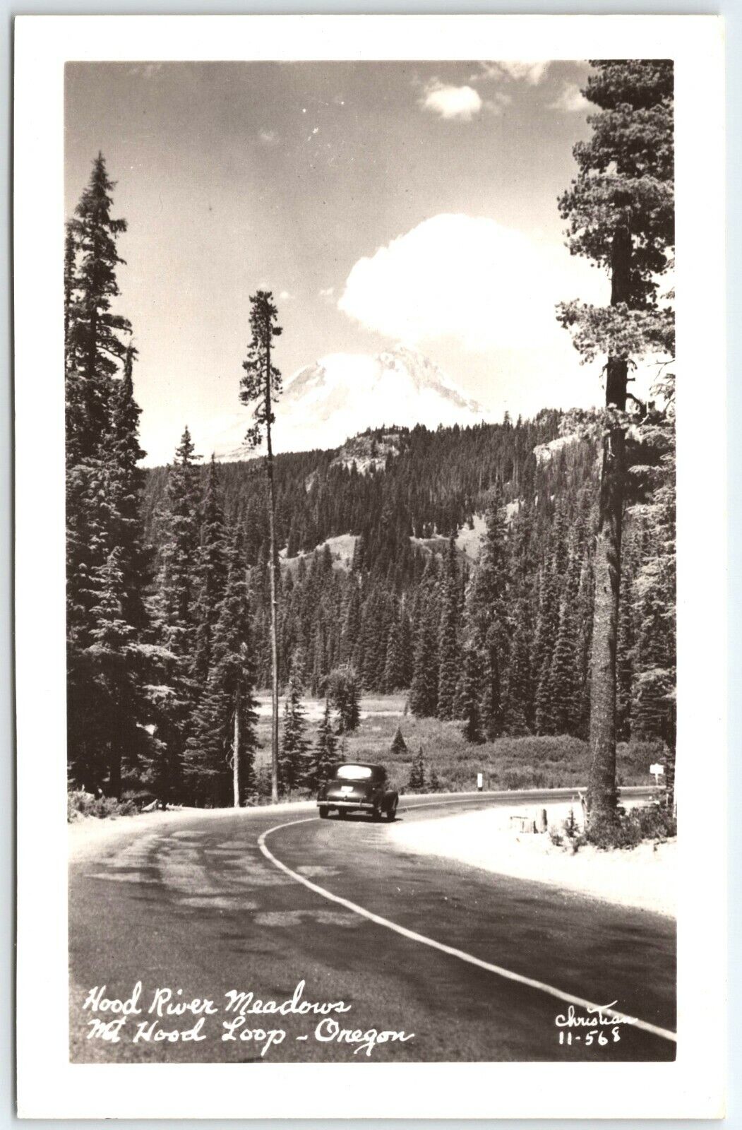 Hood River Meadows Mt Hood Loop Oregon OR Old Car RPPC UNP Vtg Postcard