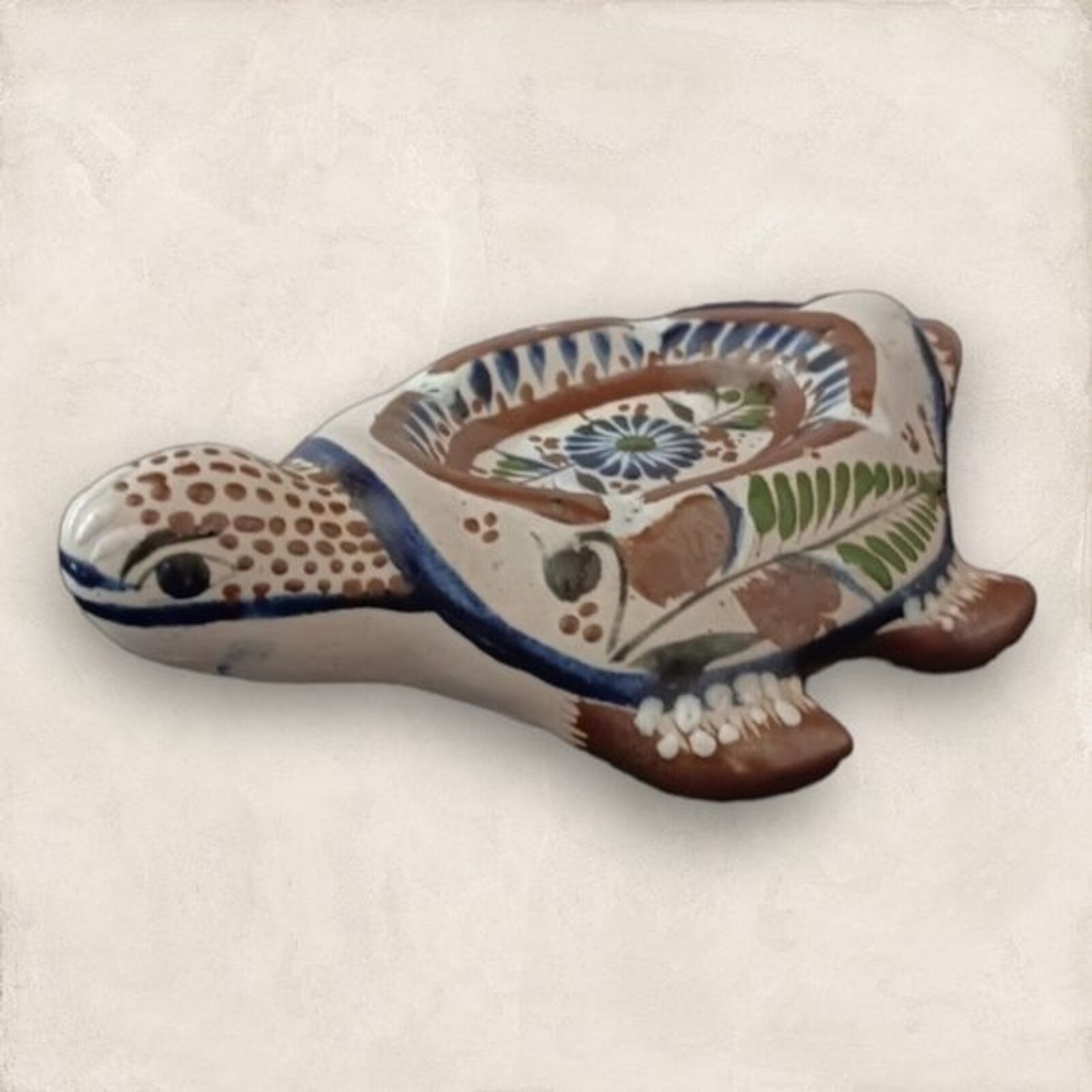 Vintage Tonala Mexican Pottery Sea Turtle Ashtray Hand Made in Mexico Trinket