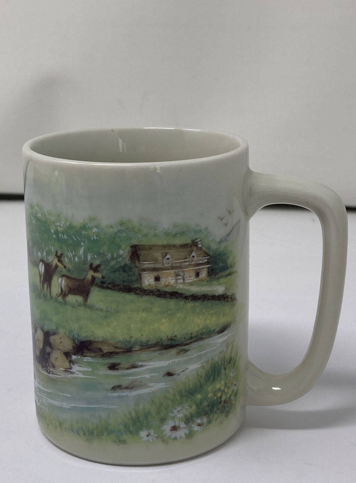 Otigari Mug Deer in Meadow by River & Farm Ceramic Mug Cup Vintage Gibson