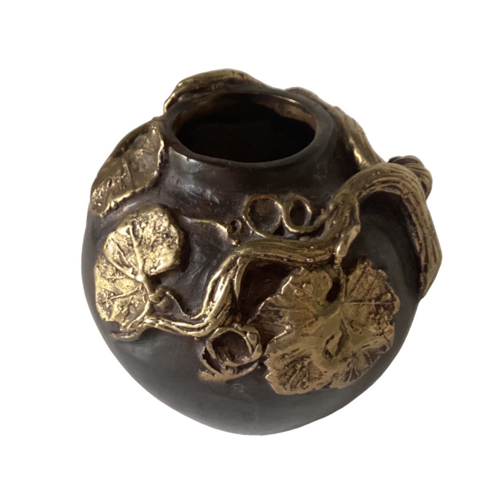 Antique American Bronze Vases Baroque Leaves Design Victorian Era 1837-1901