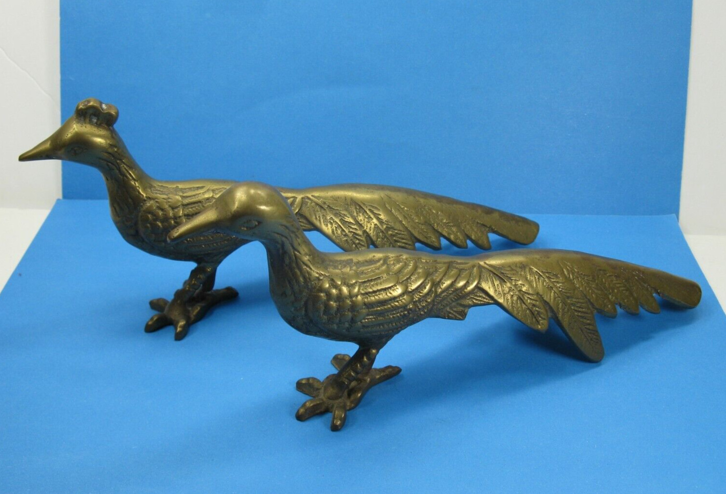 Solid Brass Peacock PAIR Mid Century Bird Art Deco Style MCM Vintage