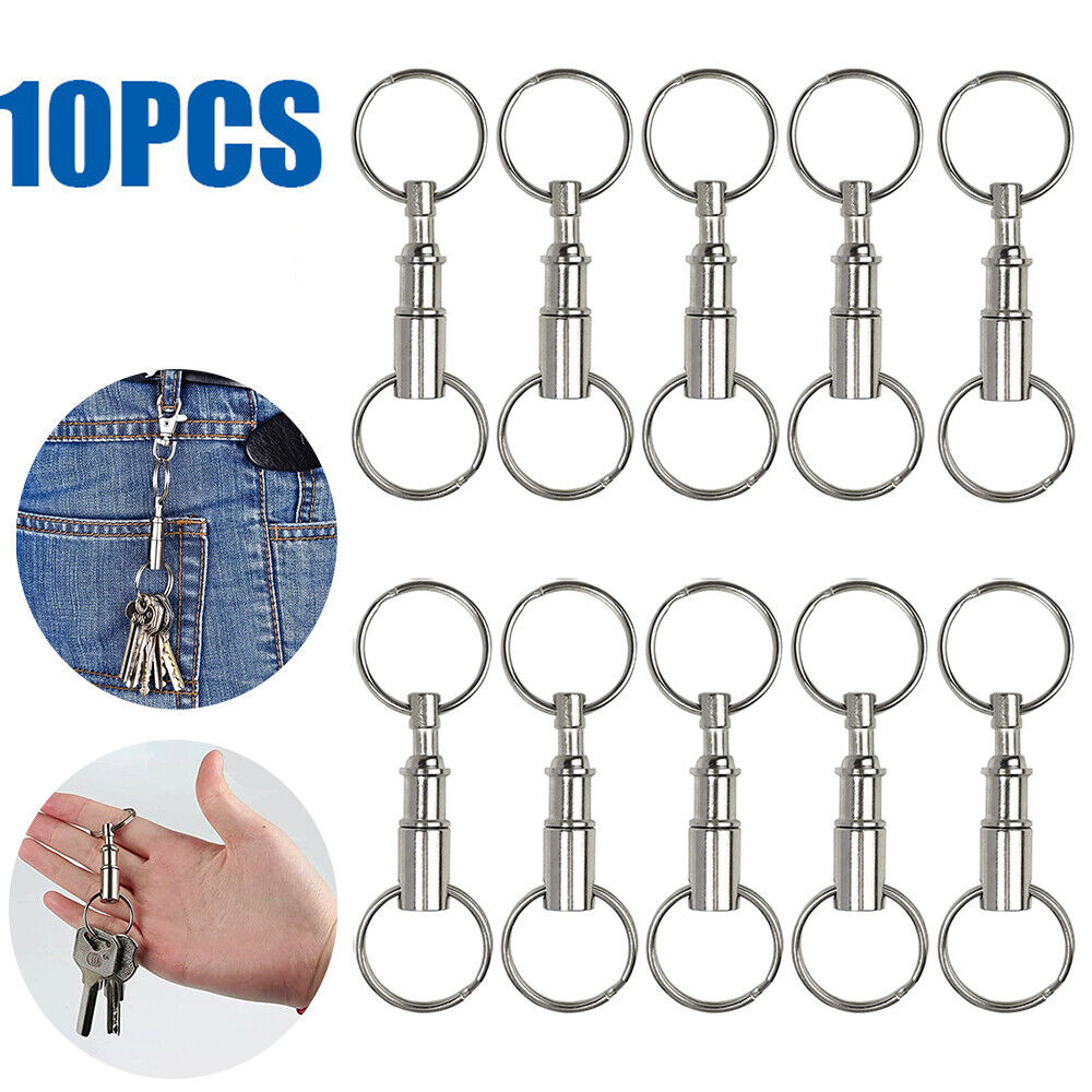 10 Pack Key Chain Detachable Pull Apart Quick Release Portable Key Rings Set