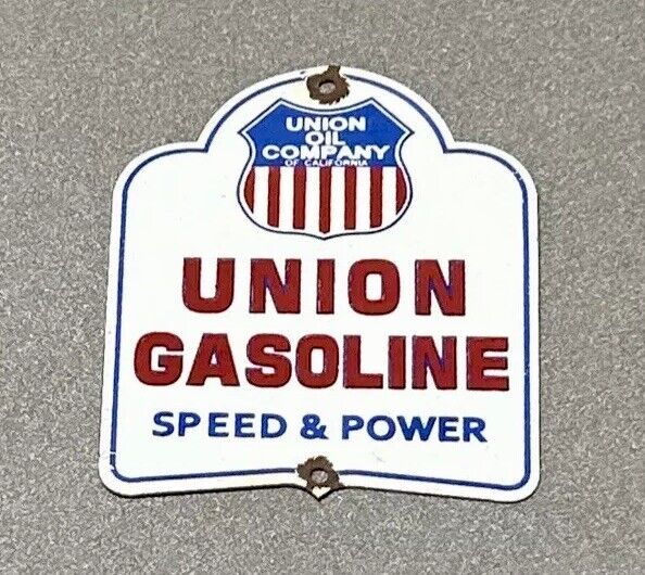VINTAGE UNION GASOLINE PORCELAIN SIGN CAR GAS AUTO OIL