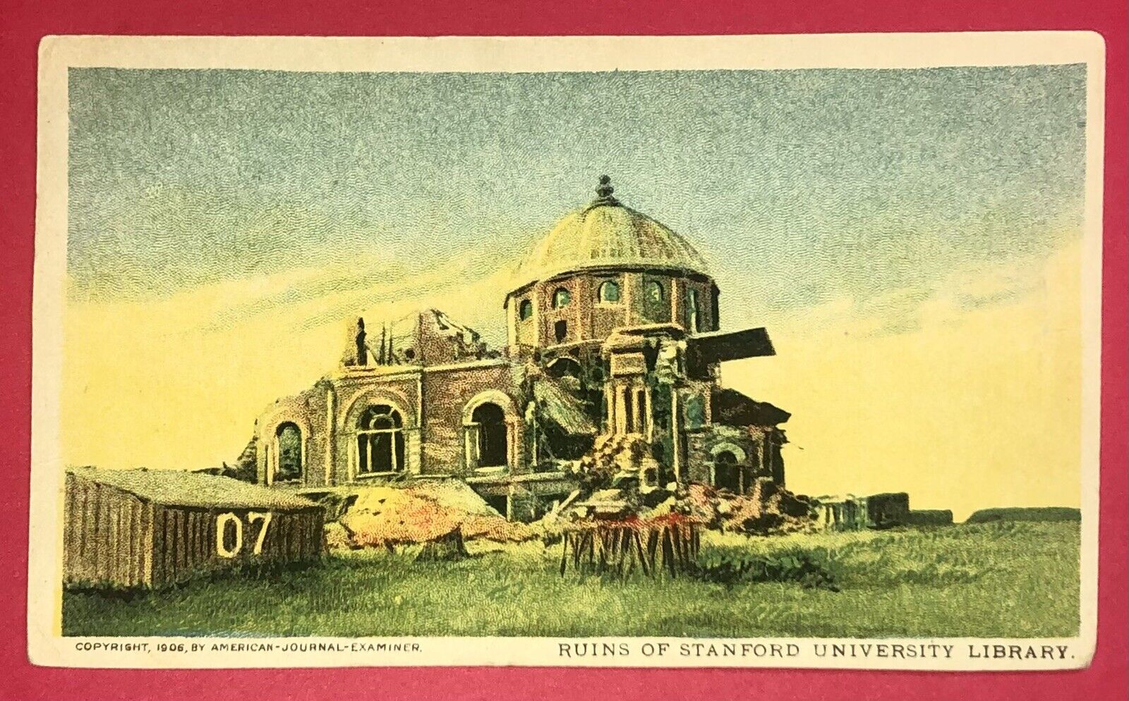 Postcard Stanford University Library Earthquake Damage 1906 California UDB