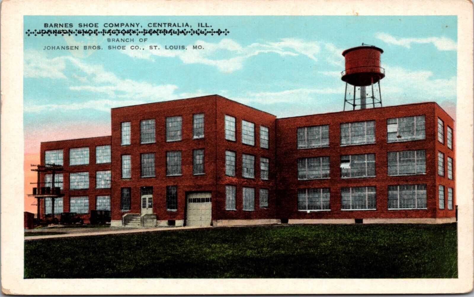 Postcard Barnes Shoe Company Factory in Centralia, Illinois