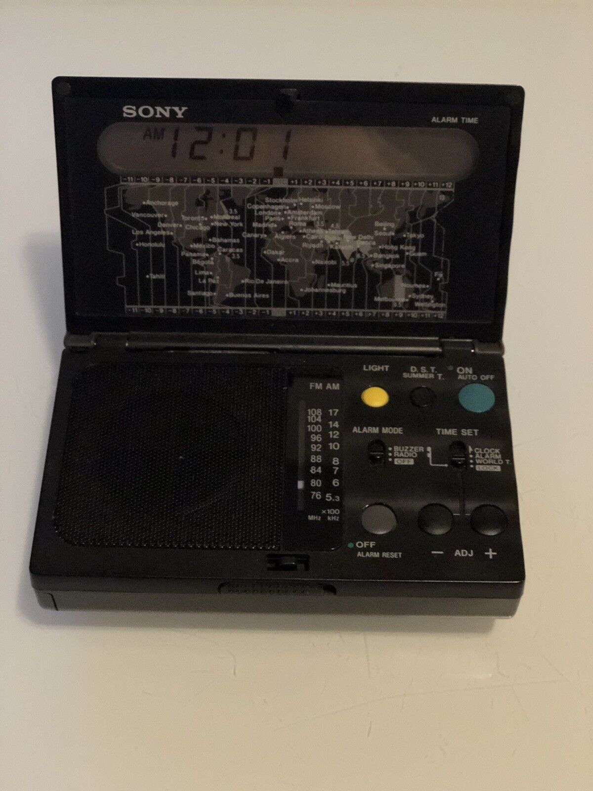 Sony ICF-C1000 World Time Clock AM/FM Radio Vintage Made In Japan -read inside b