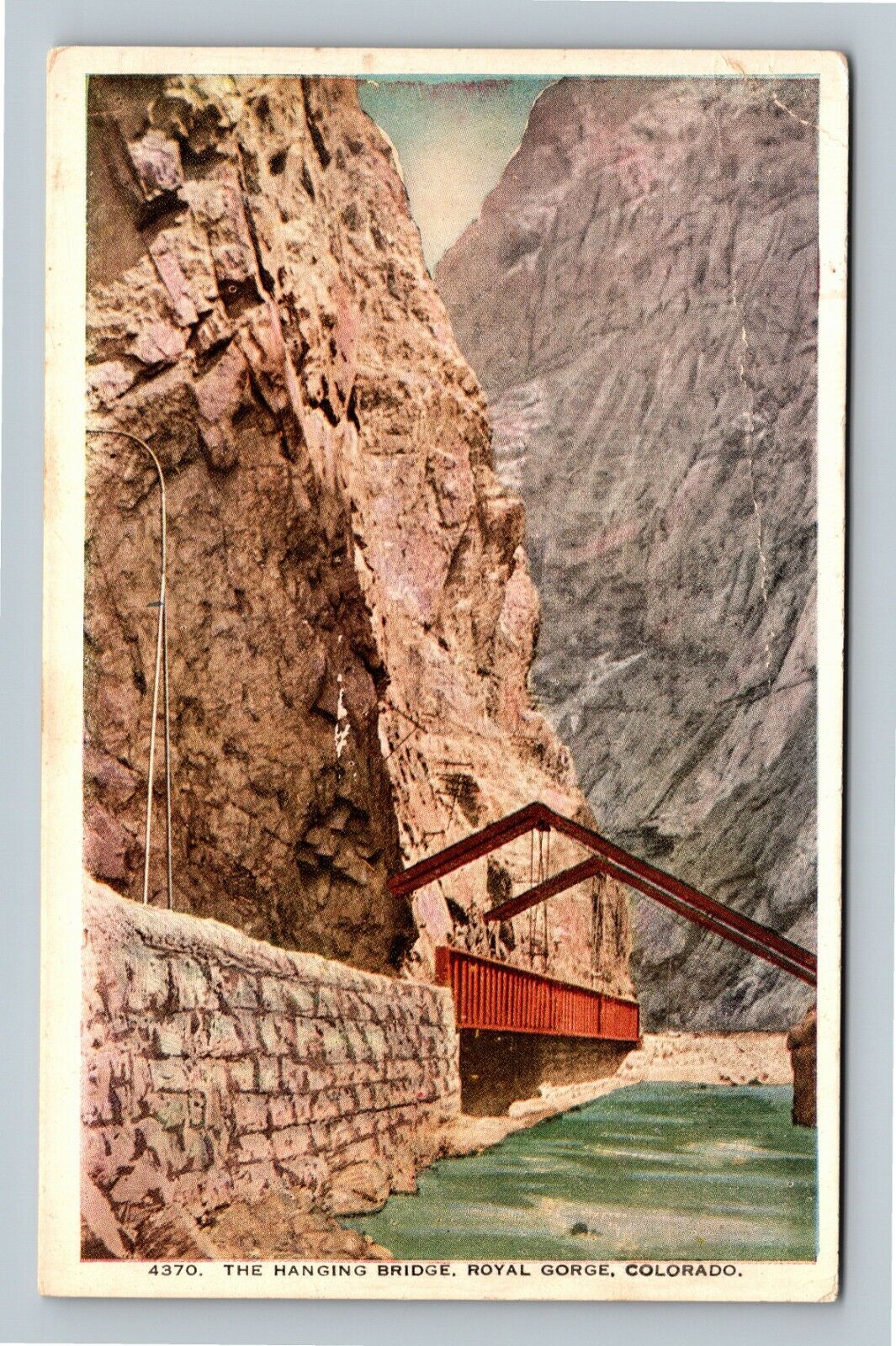 Royal Gorge CO, The Hanging Bridge, Colorado Vintage Postcard