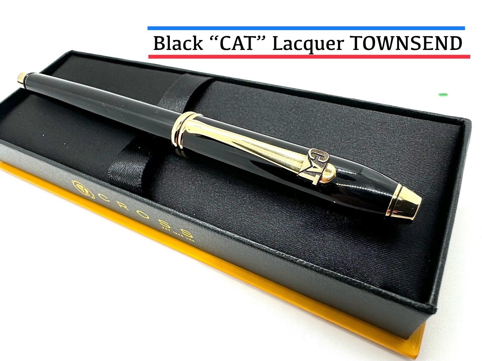 Cross Townsend Rollerball Black Lacquer W/Gold Accents “CAT” Logo Vintage W/Box